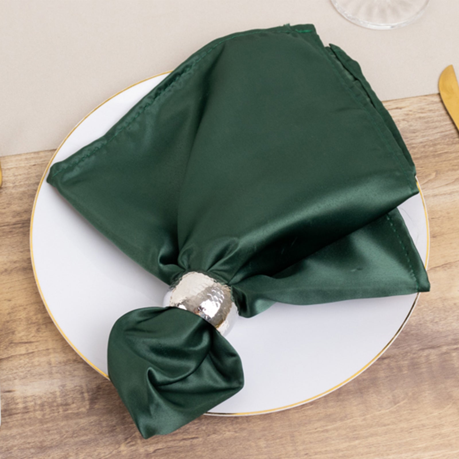 5-Pack Lamour Satin 20x20 Hunter Emerald Green Dinner Napkins - Soft Matte Finish