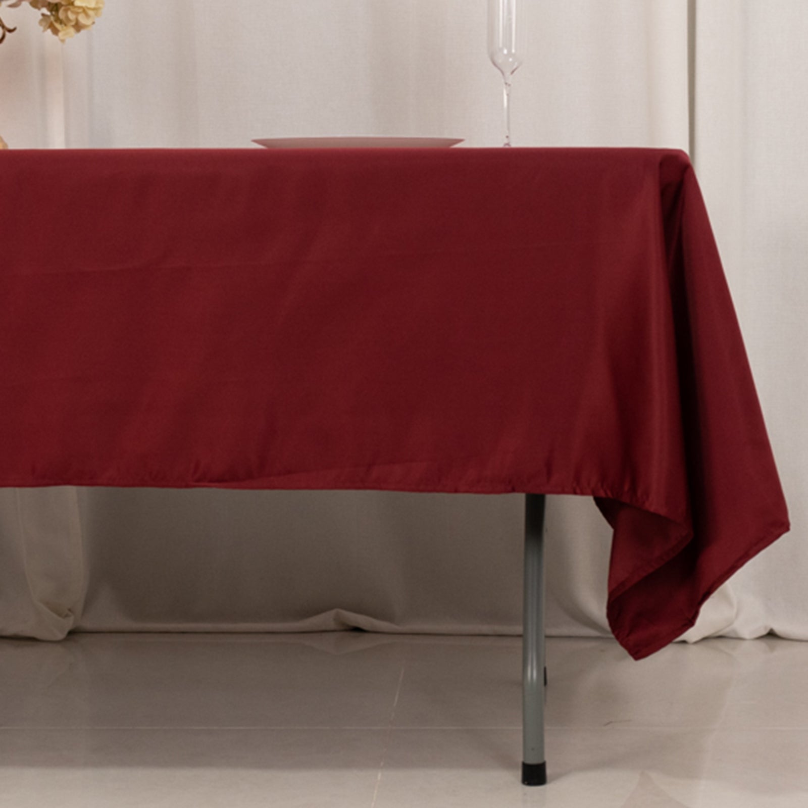 Exclusive Lamour Satin Burgundy Tablecloth - Durable & Soft for Events