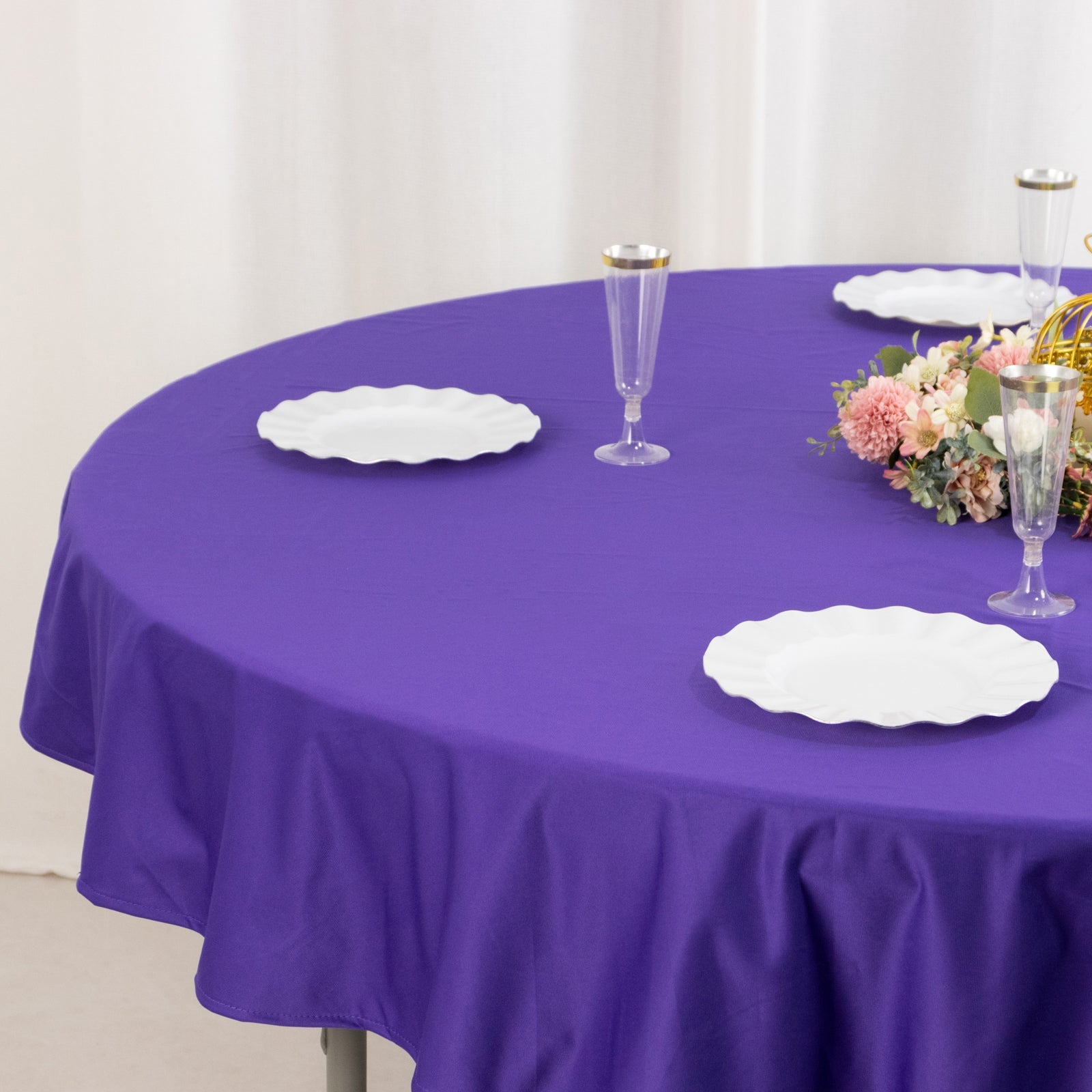 Premium Purple 70-Inch Round Scuba Tablecloth - Wrinkle & Stain Resistant