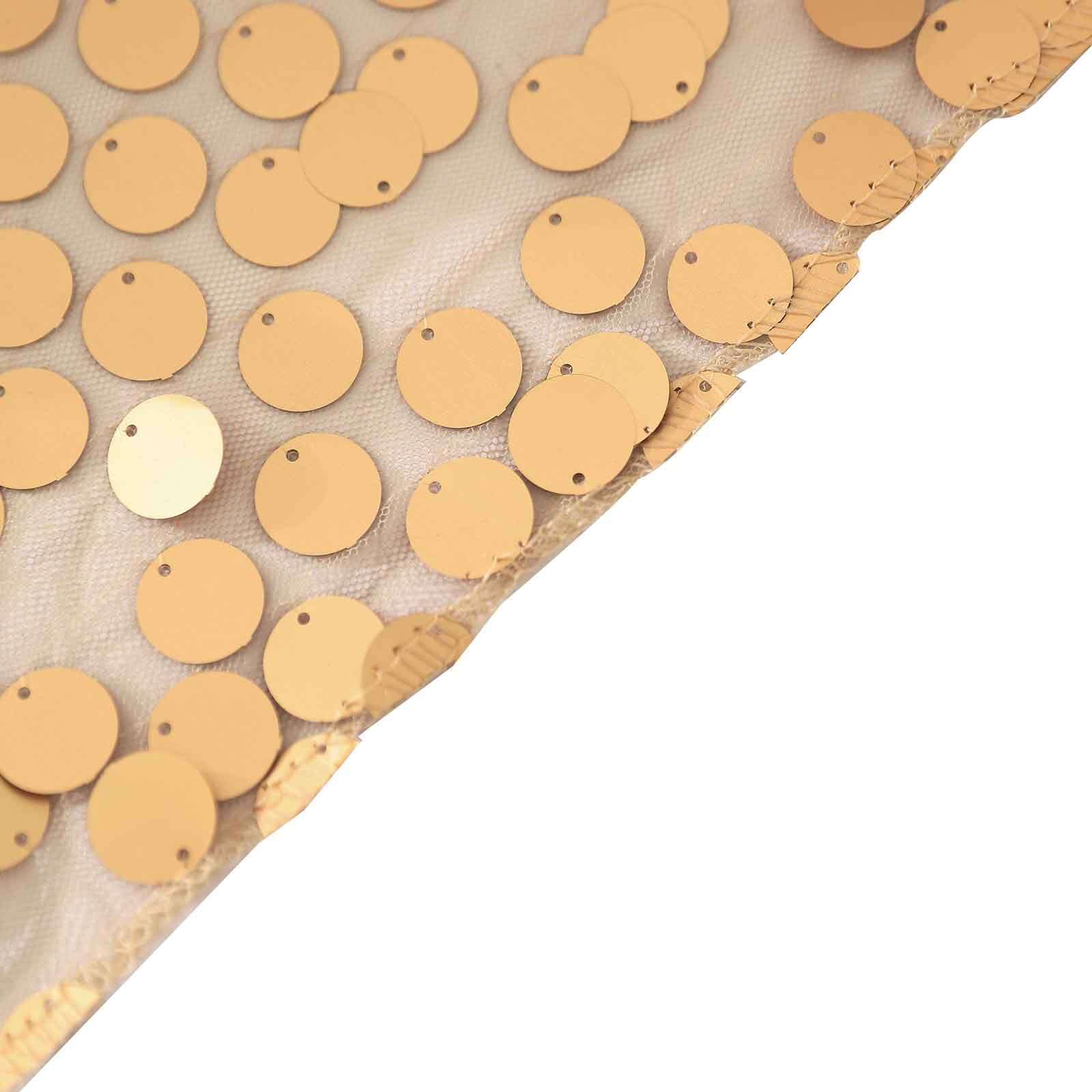 Hot Sale! 120-Inch Seamless Matte Champagne Sequin Round Tablecloth for Events