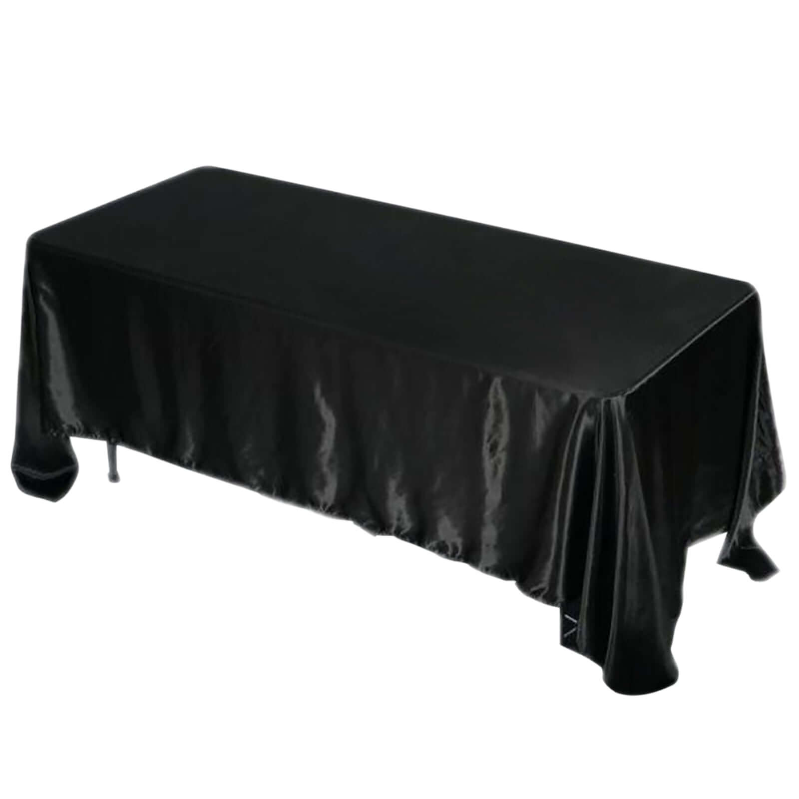 Black Satin 72x120 Rectangular Tablecloth - Smooth, Easy - Care & Perfect for Events