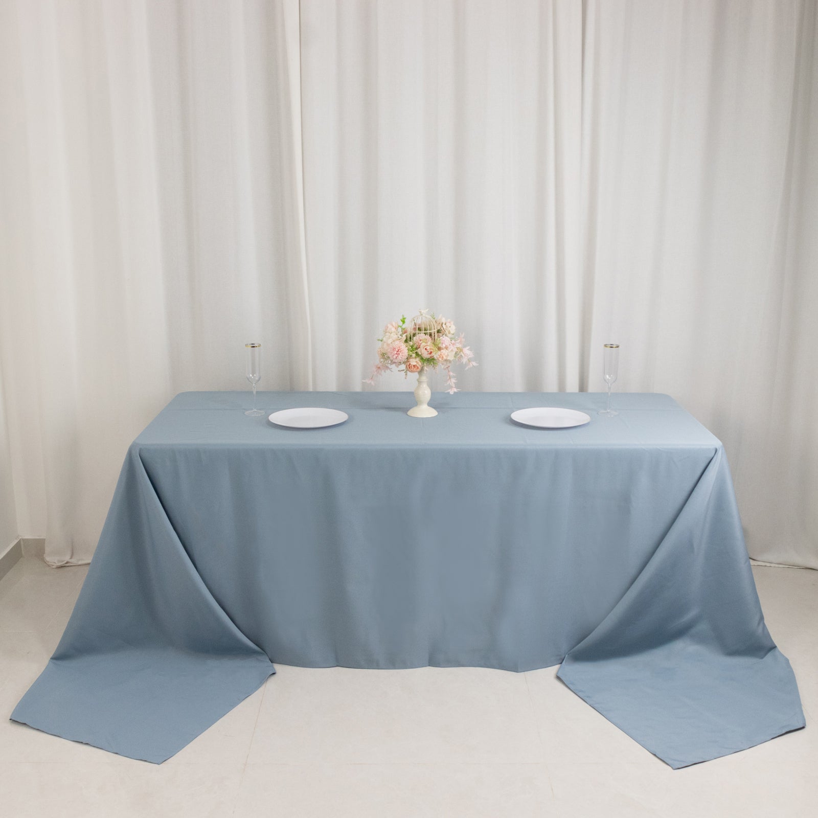 Exclusive Premium Polyester Rectangle Tablecloth in Dusty Blue - 90x156, 220GSM Stain-Resistant
