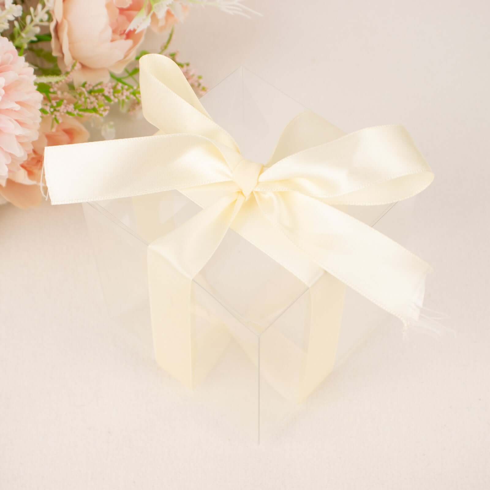 100 Yards 7/8 Inch Ivory High - Quality Single - Face Decorative Polyester Satin Ribbon