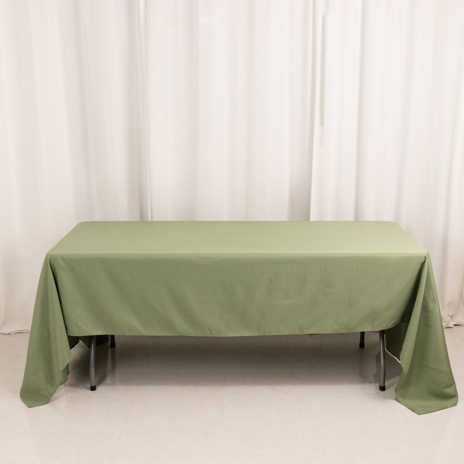 Stain-Resistant 220GSM Dusty Sage Green Premium Polyester Rectangle Tablecloth 60x126