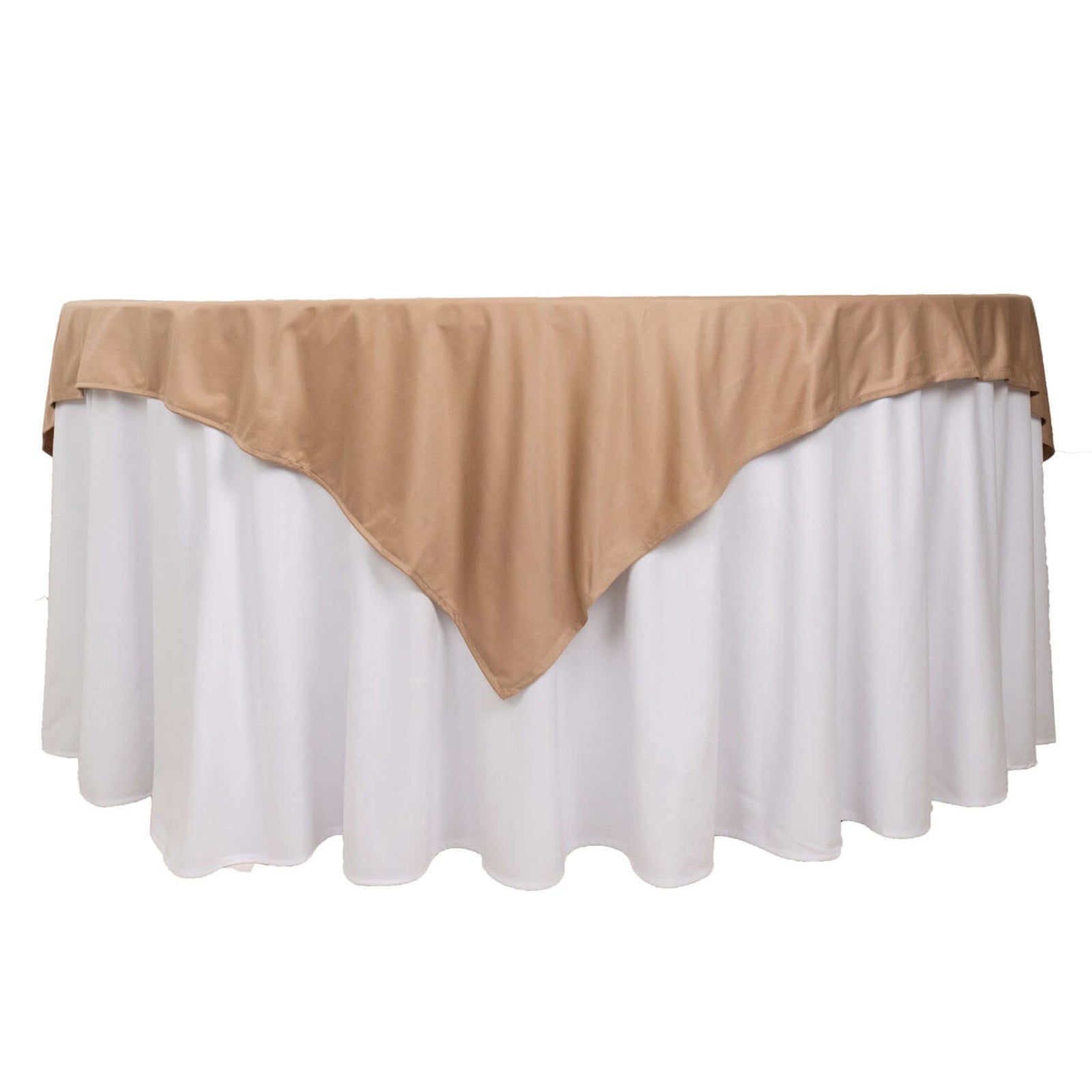 Premium Wrinkle-Free & Stain-Resistant Nude 70x70 Scuba Table Overlay