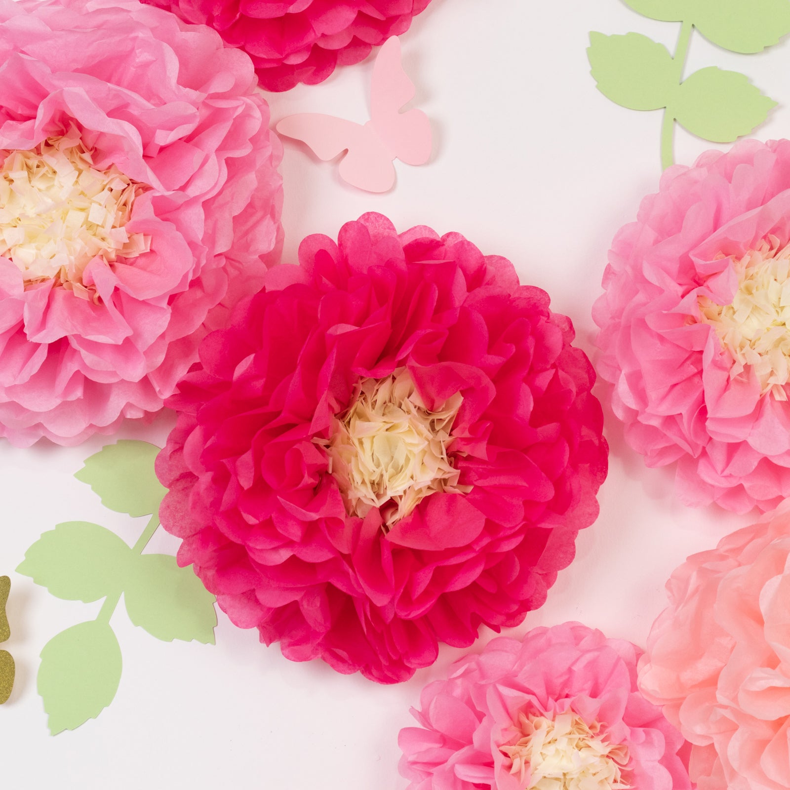 Hot Sale! 21-Piece Tissue Paper Flower Pom Poms Decor Kit in Blush Pink for Wall Decor