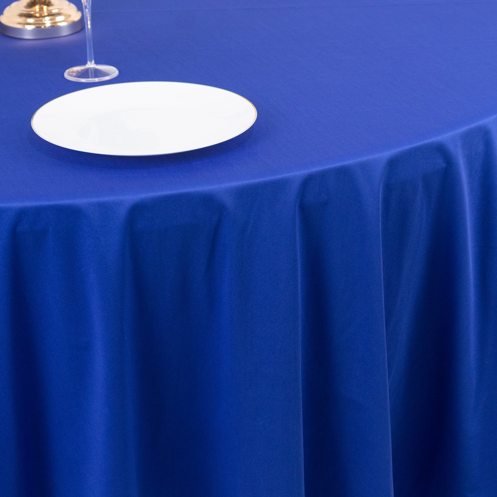 Premium Royal Blue 108" Round Scuba Tablecloth - Wrinkle & Stain Free, Ideal for Events