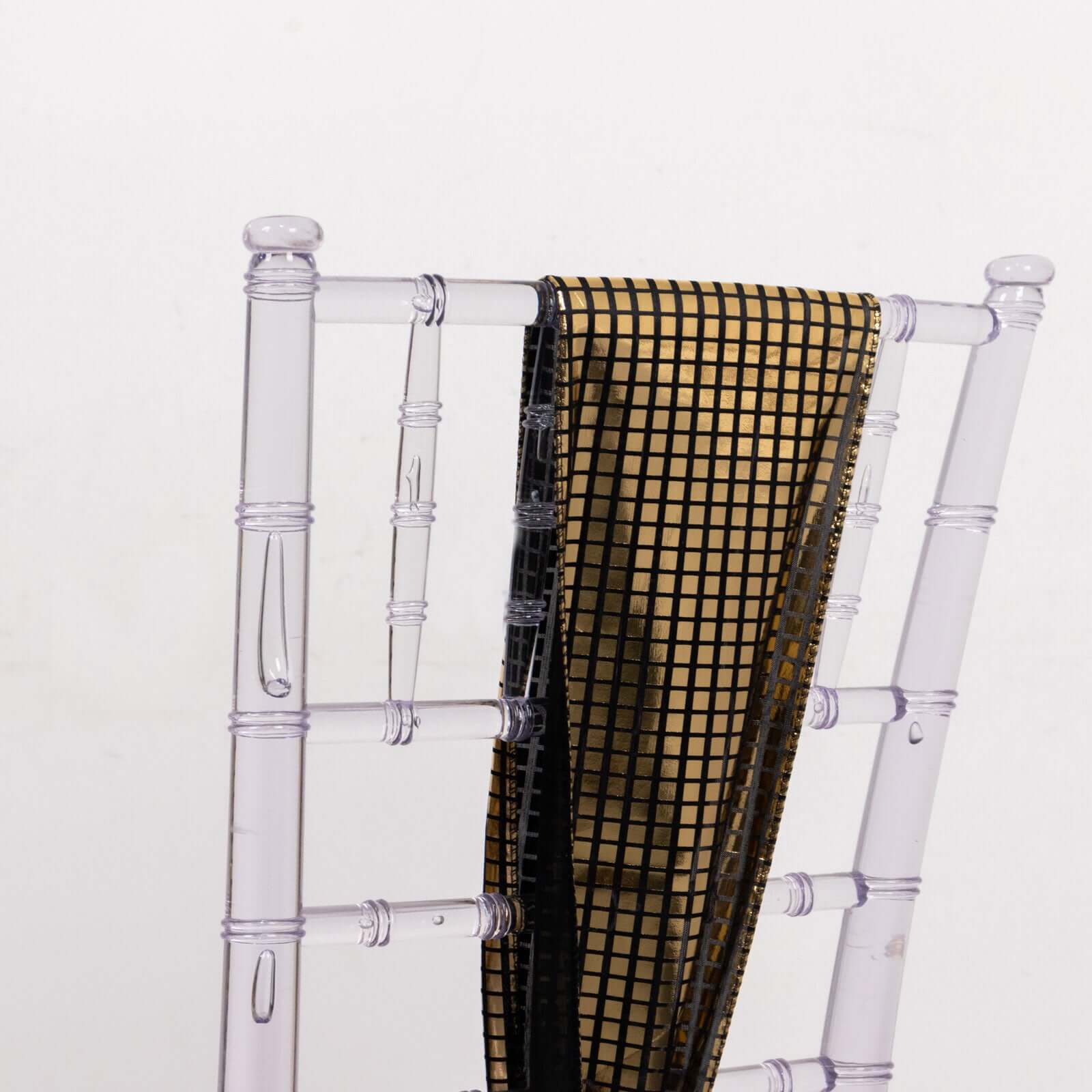 Hot Deal! 5-Pack Black/Gold Shiny Foil Polyester Chair Sashes for Disco Events