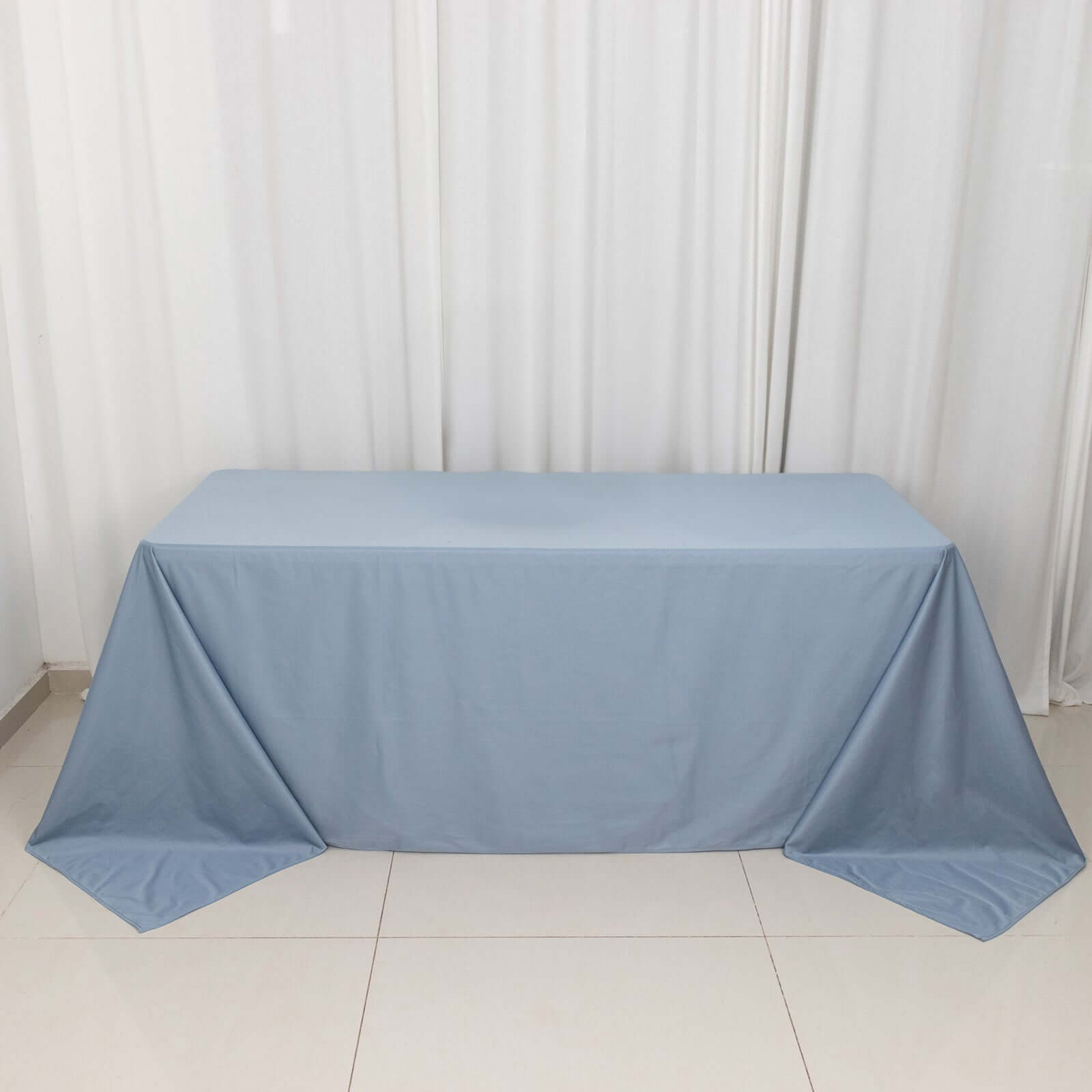 Wrinkle-Free, Stain-Resistant Dusty Blue Scuba Polyester 90x132 Rectangular Tablecloth