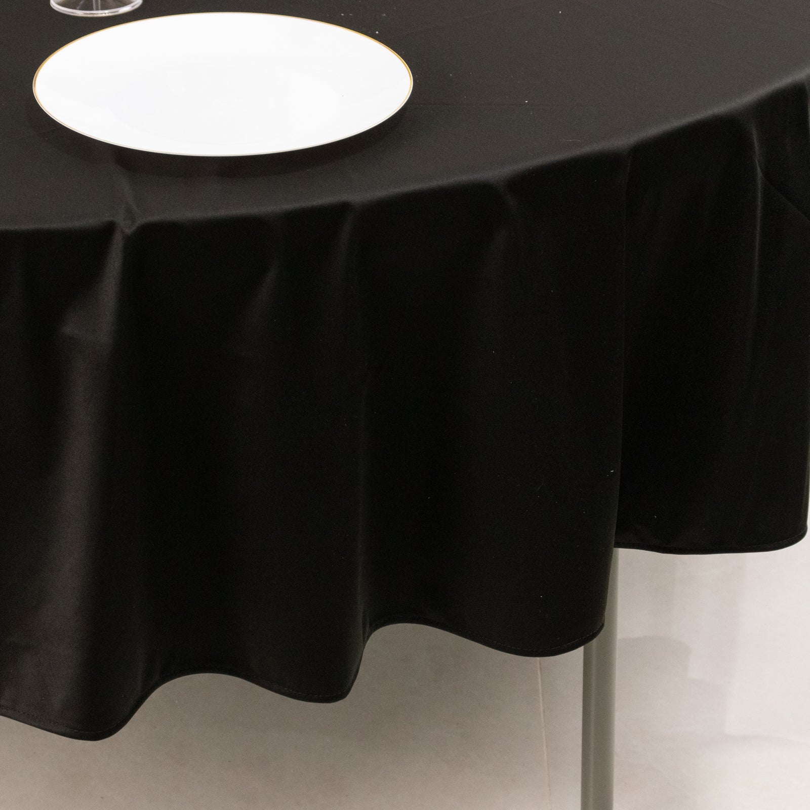 Exclusive Black 90' Round Scuba Tablecloth - Wrinkle & Stain Free for Weddings and Banquets
