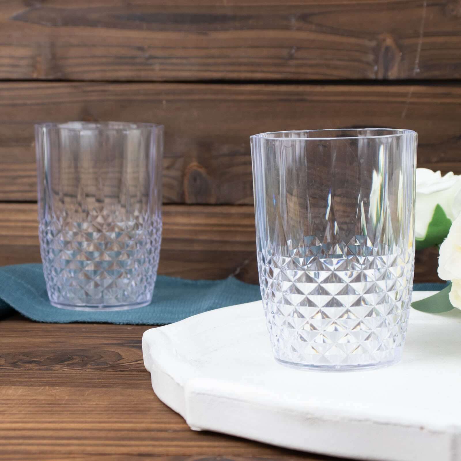 6-Pack 16oz Reusable Clear Plastic Tumblers with Crystal Cut Style - Ideal for All Occasions