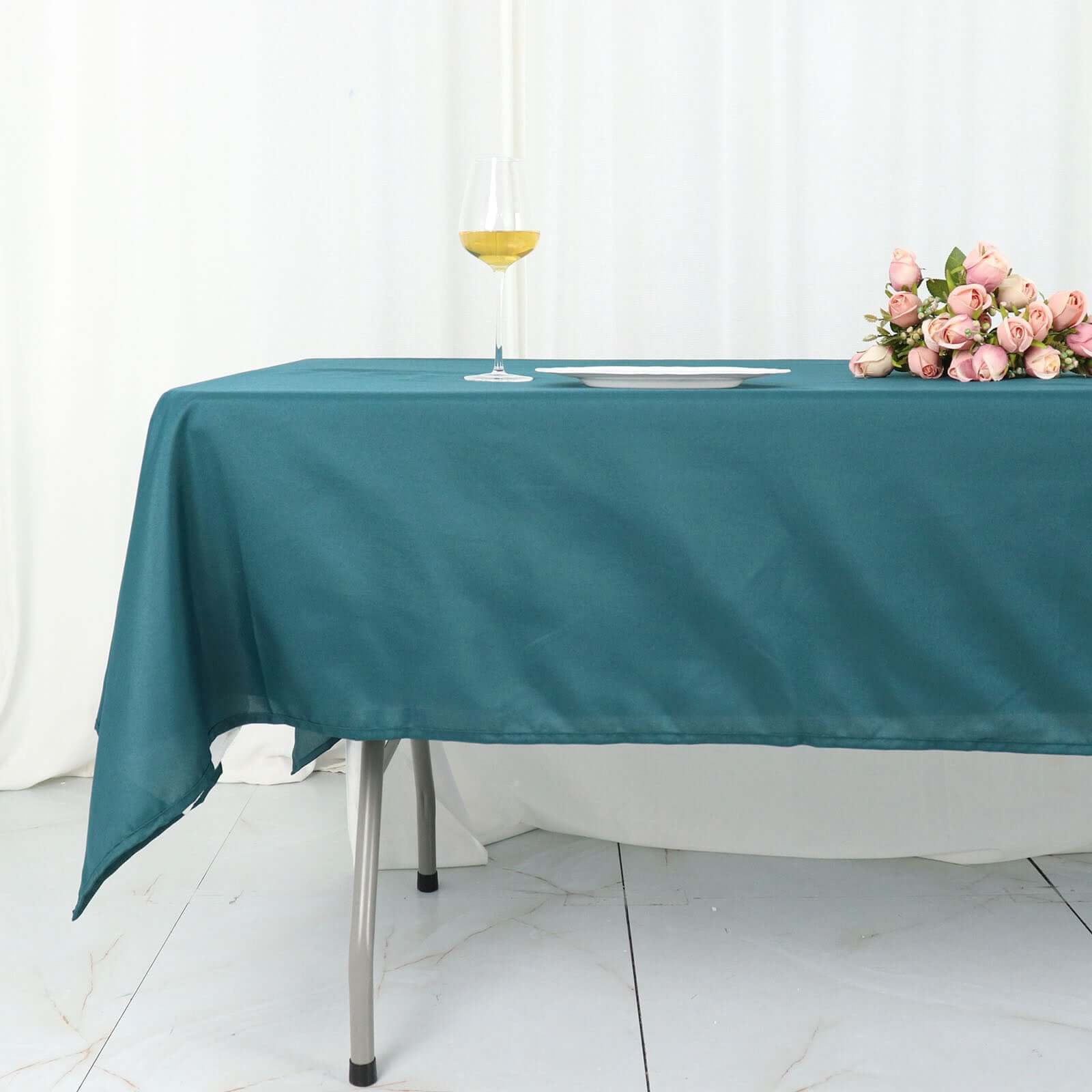 Super Durable and Stylish Polyester Rectangle Tablecloth in Peacock Teal - 60x102
