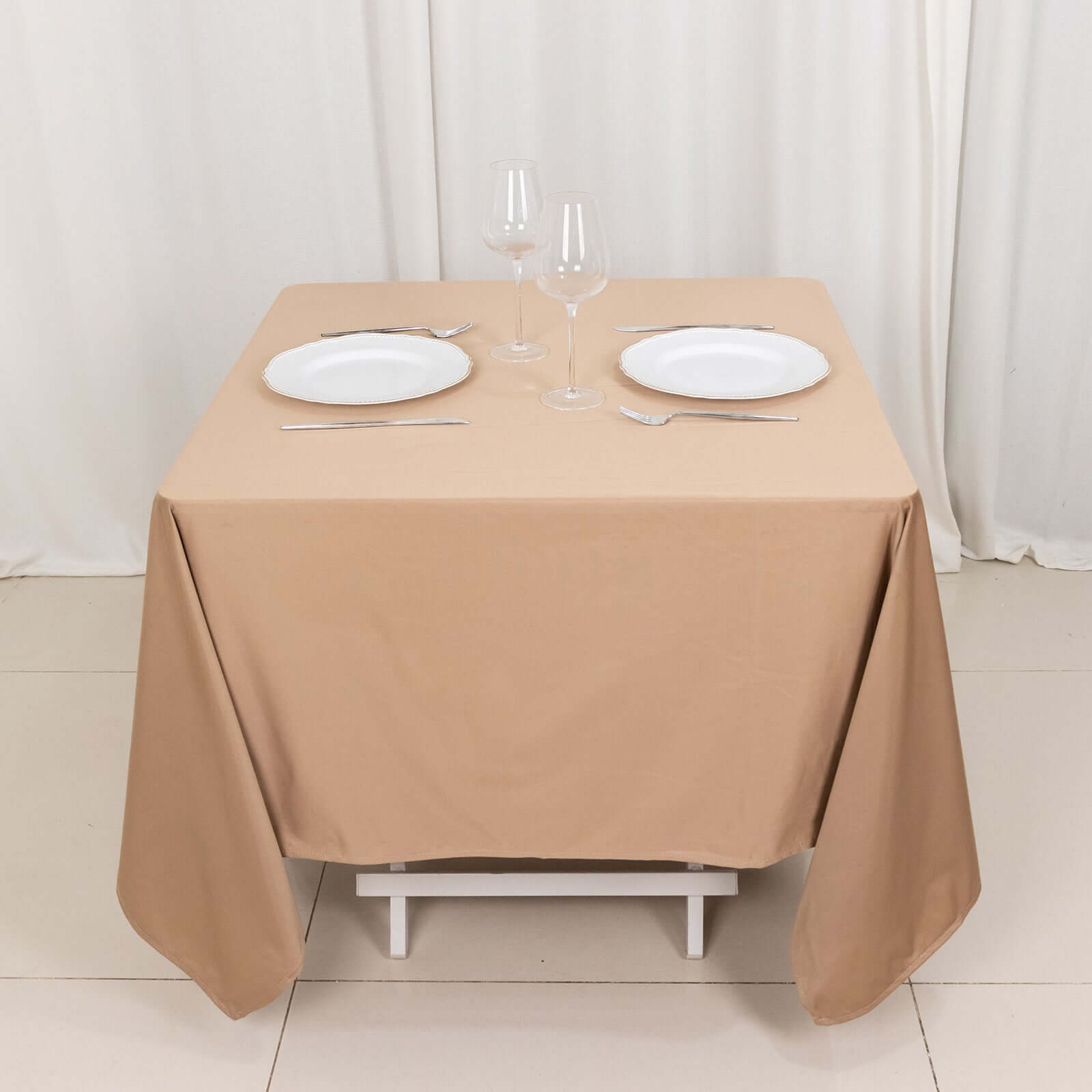 Nude Premium 70x70 Wrinkle-Free & Stain-Resistant Scuba Square Tablecloth