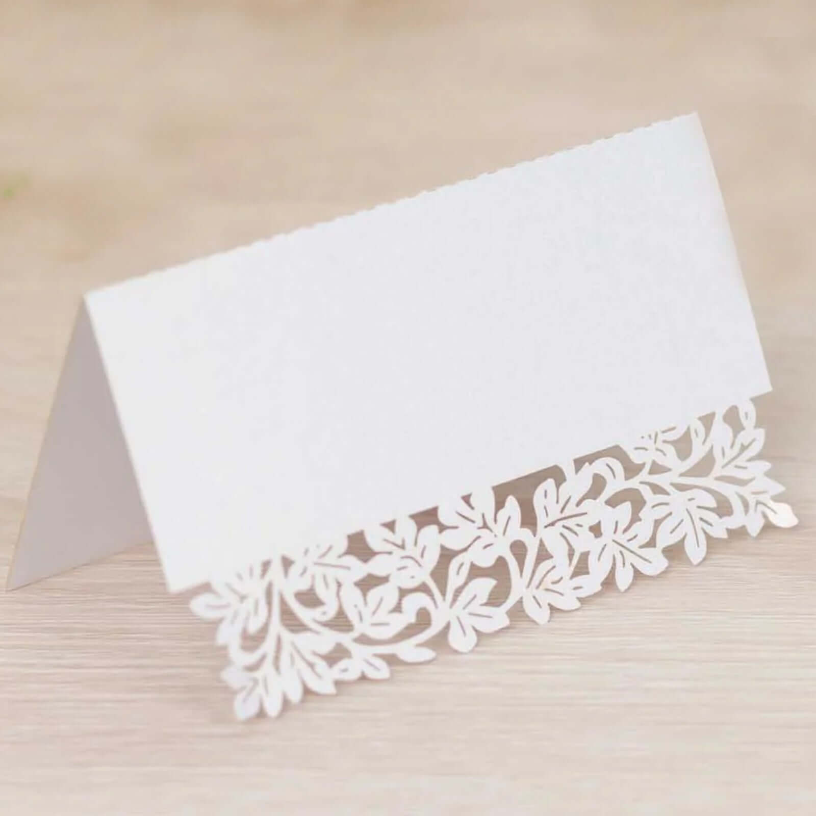 Hot Deal! 50-Pack Printable White Wedding Place Cards with Laser-Cut Leaf Vine Design, 210 GSM