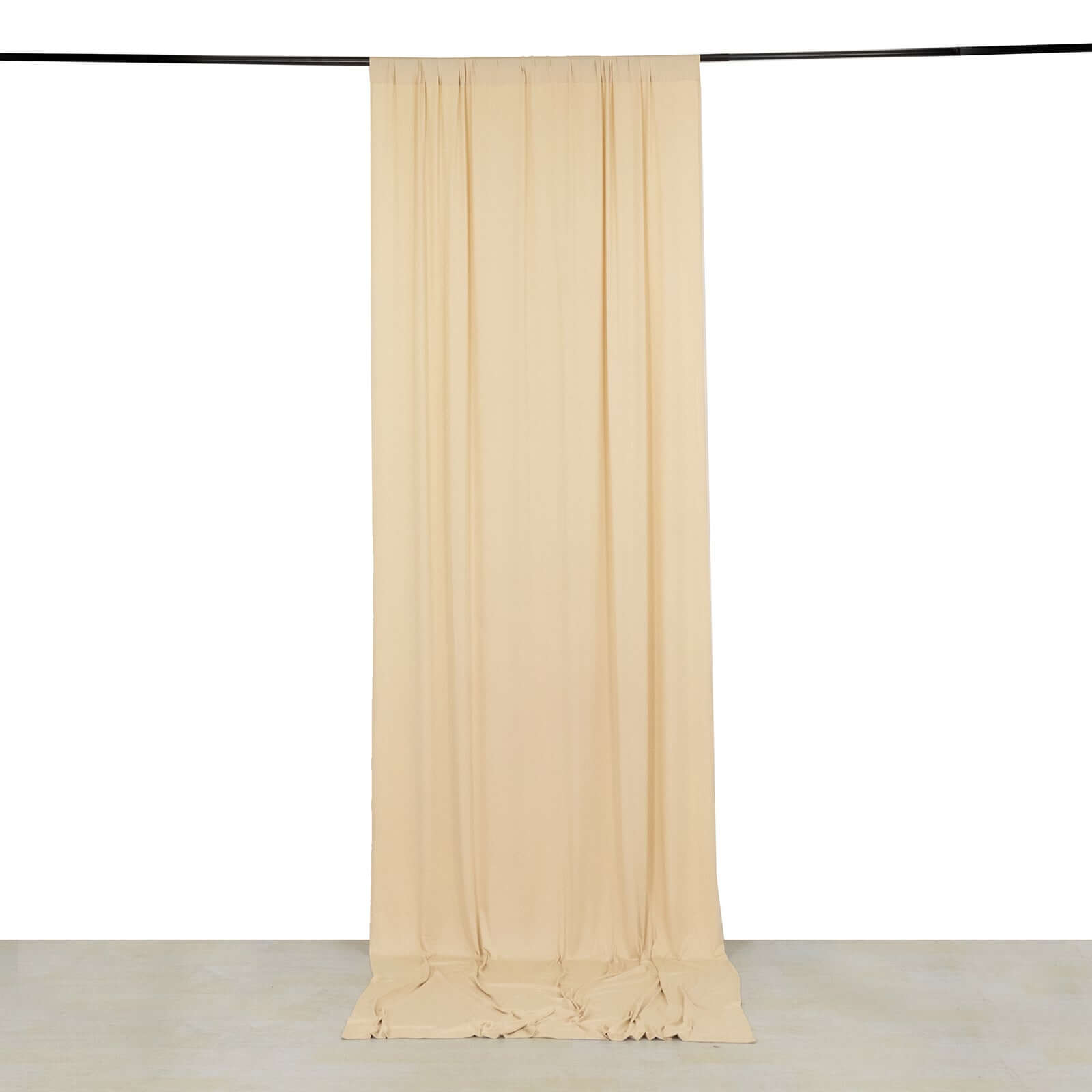 Beige Wrinkle-Free 4-Way Stretch Spandex Event Backdrop Drapes with Rod Pockets - 5ft x 12ft