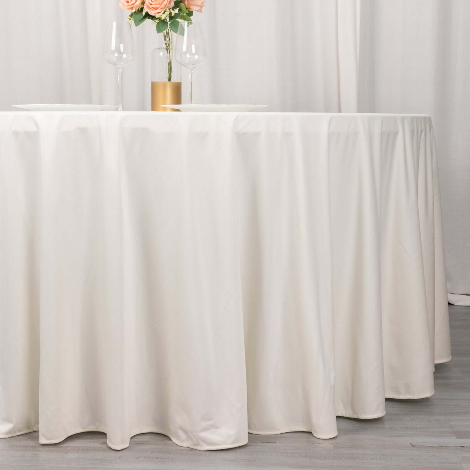Ivory 120-Inch Premium Scuba Round Tablecloth - Stain & Wrinkle Resistant