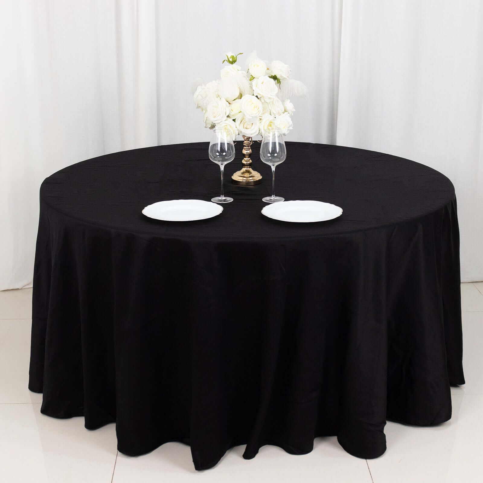 Exclusive! 120' Black Seamless Cotton Round Tablecloth - Soft & Breathable
