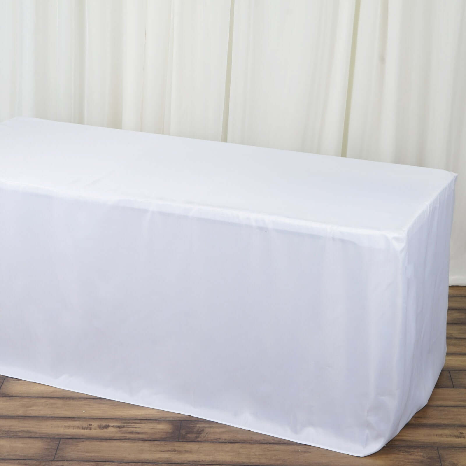 High - Quality White Fitted Polyester Rectangle Tablecloth (48x30) for Daily Use