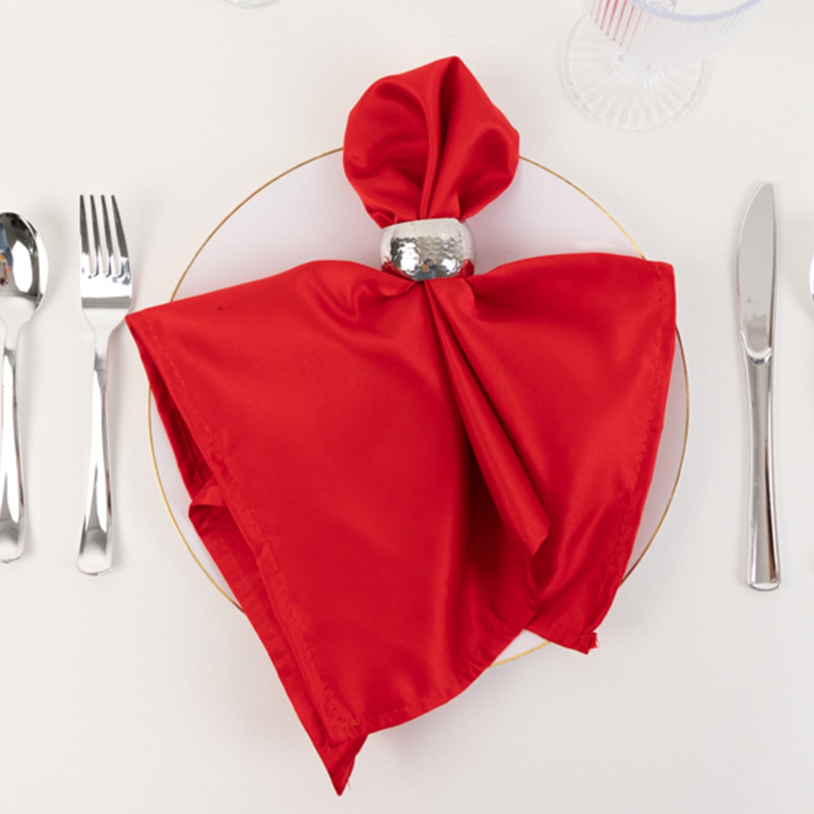 Hot Deal! 5-Pack Red Lamour Satin 20x20 Dinner Napkins with Soft Matte Finish