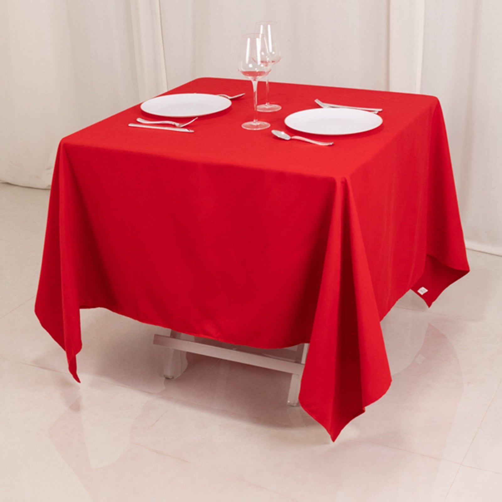 Hot! Red 70x70 Cotton Blend Wrinkle-Resistant Square Tablecloth