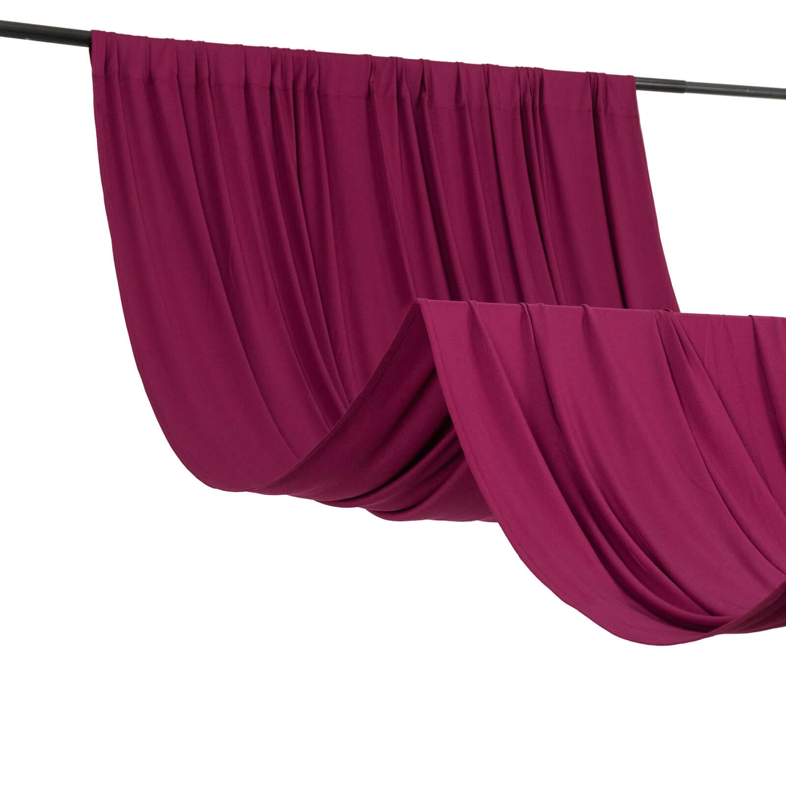 Premium Burgundy 4-Way Stretch Spandex Event Curtain Drapes - Wrinkle-Free Backdrop Panel, 5ft x 14ft