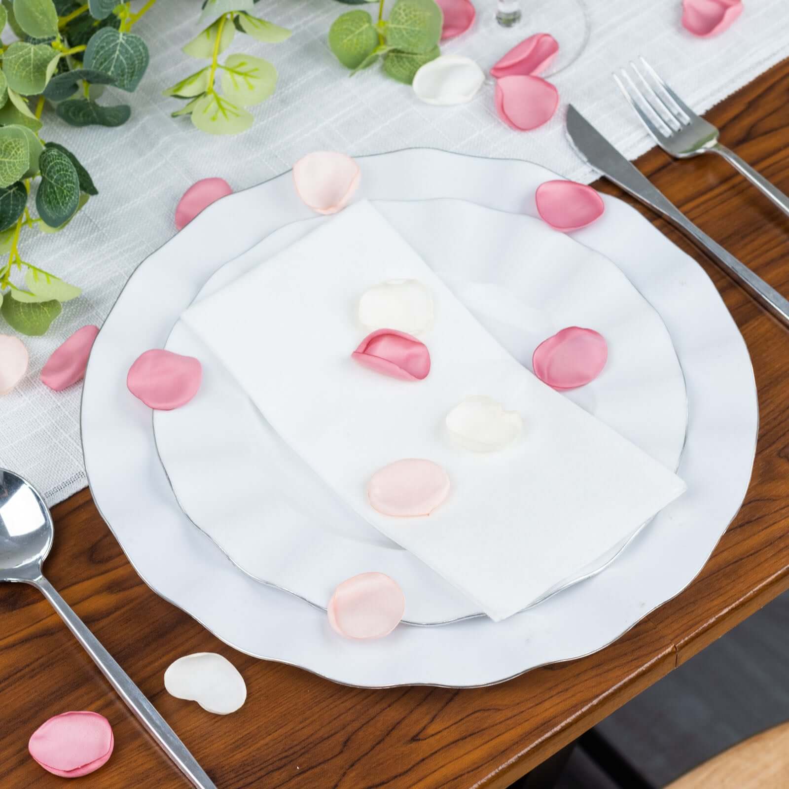 400-Piece Blush Mix Matte Silk Round Rose Petal Confetti for Event Decor