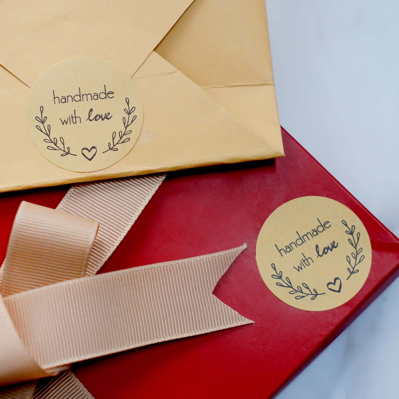 500 Pcs 1.5" Handmade Olive Branch Stickers - Ideal for Bakery Boxes