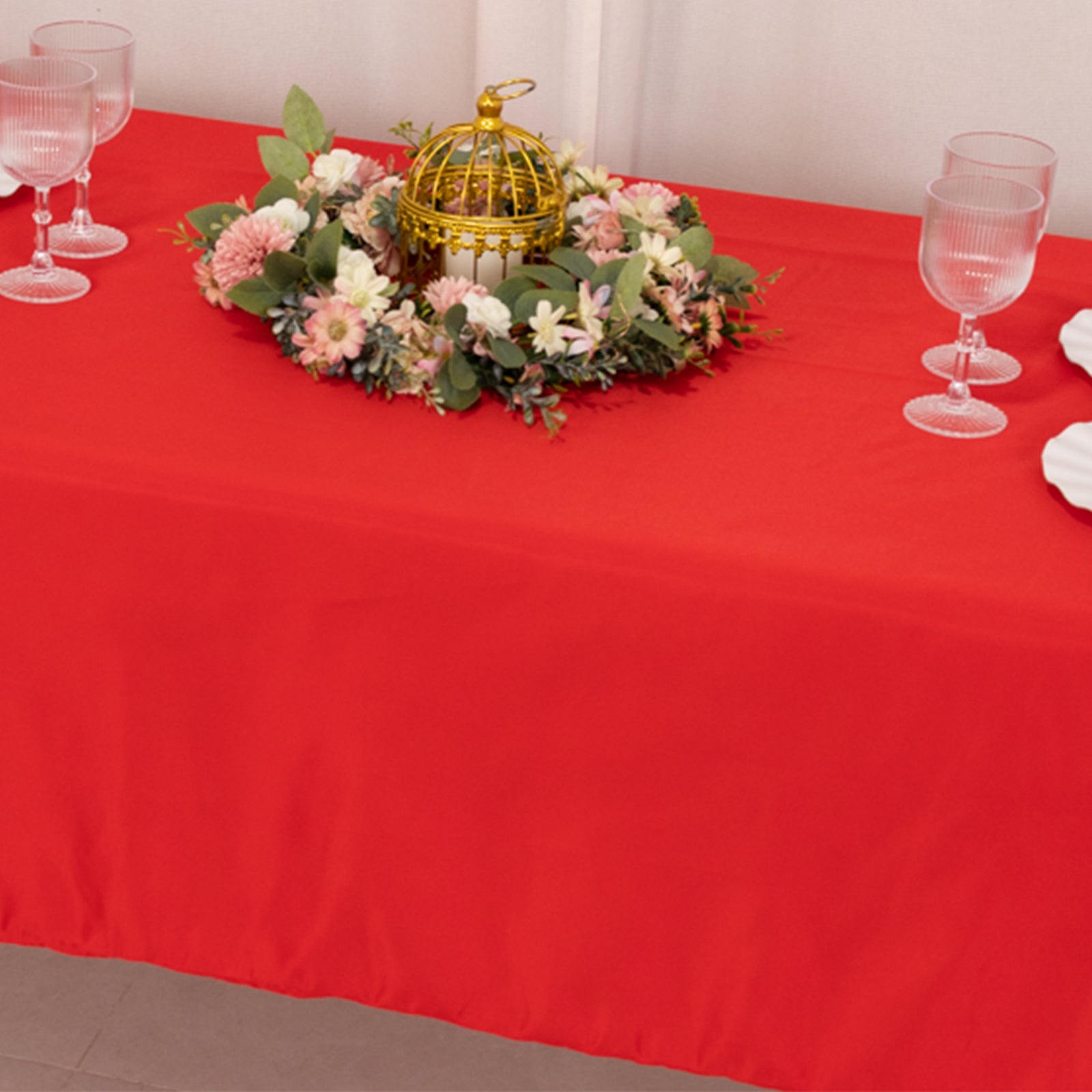 Red Lamour Satin Rectangle Tablecloth (60x102) - Durable & Silky Soft, Great Deal!