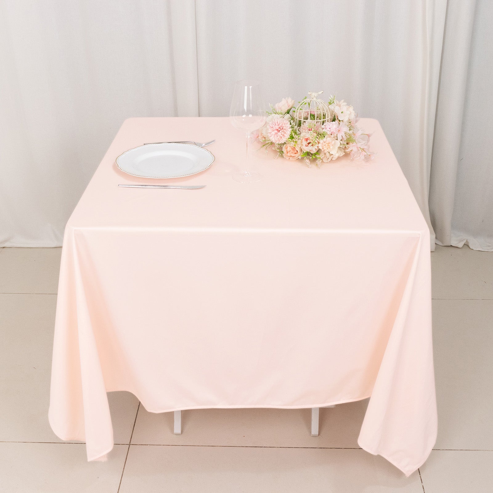Premium Blush 70x70 Wrinkle-Free & Stain-Resistant Scuba Square Tablecloth