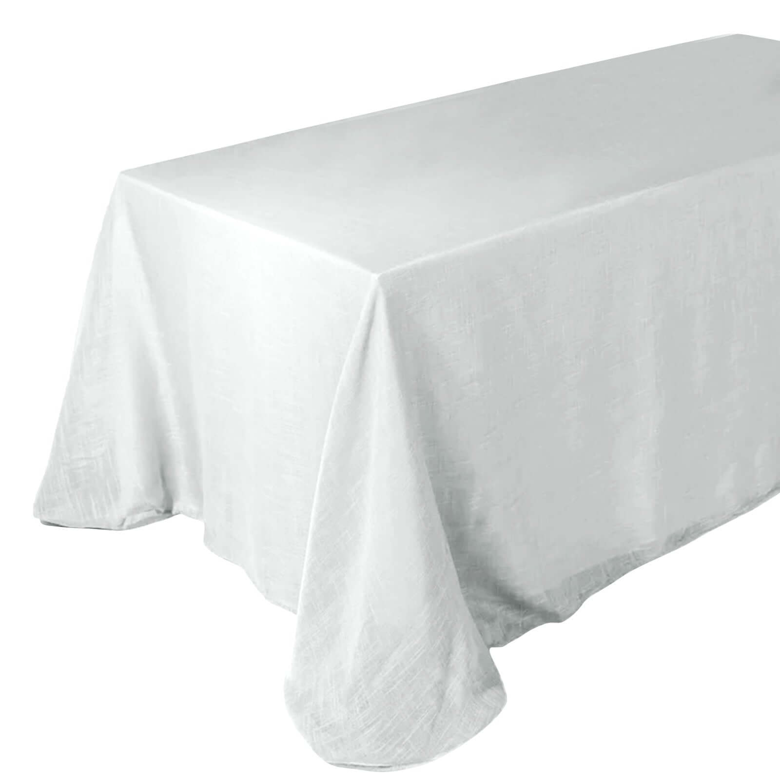 White Faux Linen 90x132 Rectangular Tablecloth - Ideal for Weddings & Special Events, Wrinkle-Resistant!