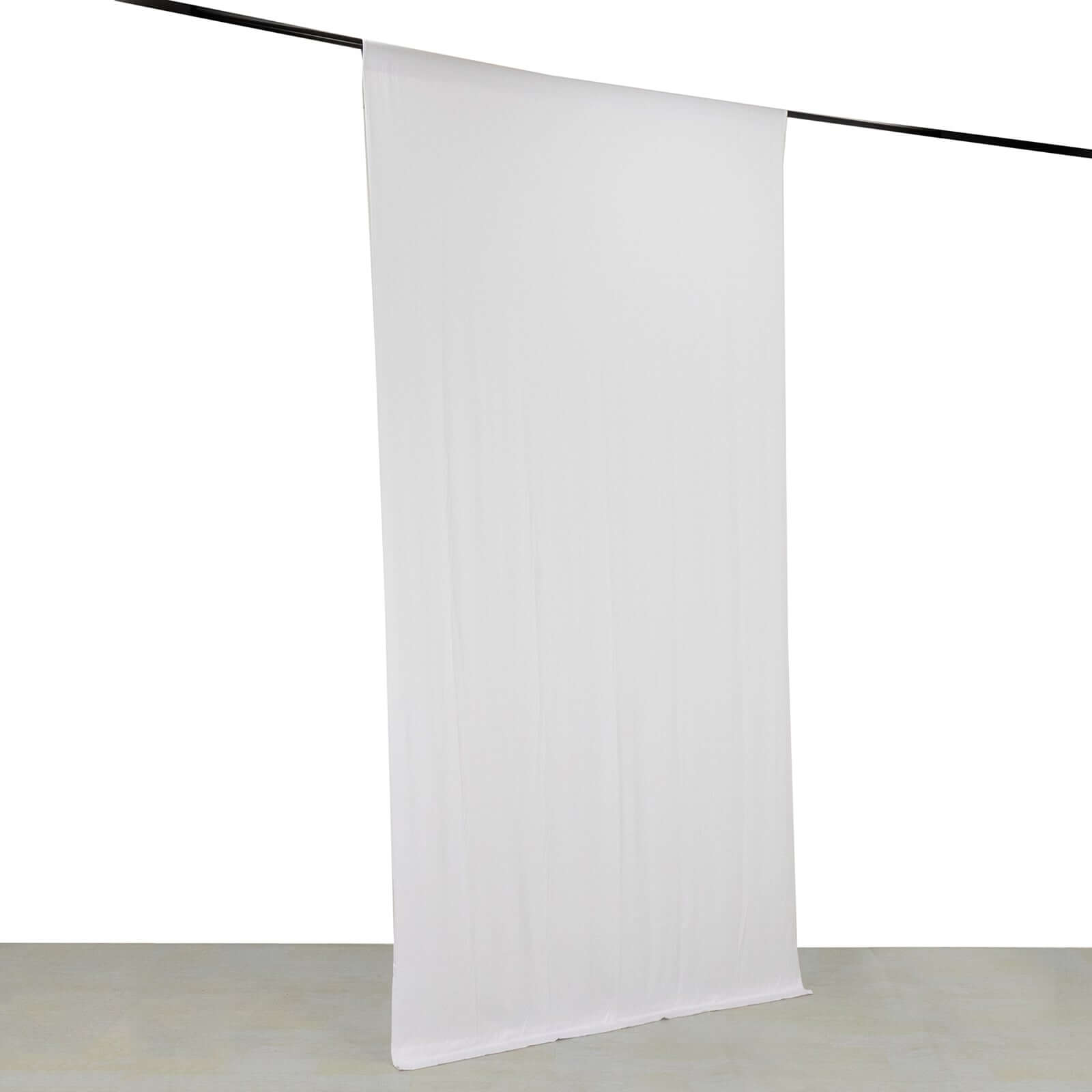 Hot Deal! 5ftx10ft White 4-Way Stretch Spandex Event Backdrop Drapes with Rod Pockets, Wrinkle-Free