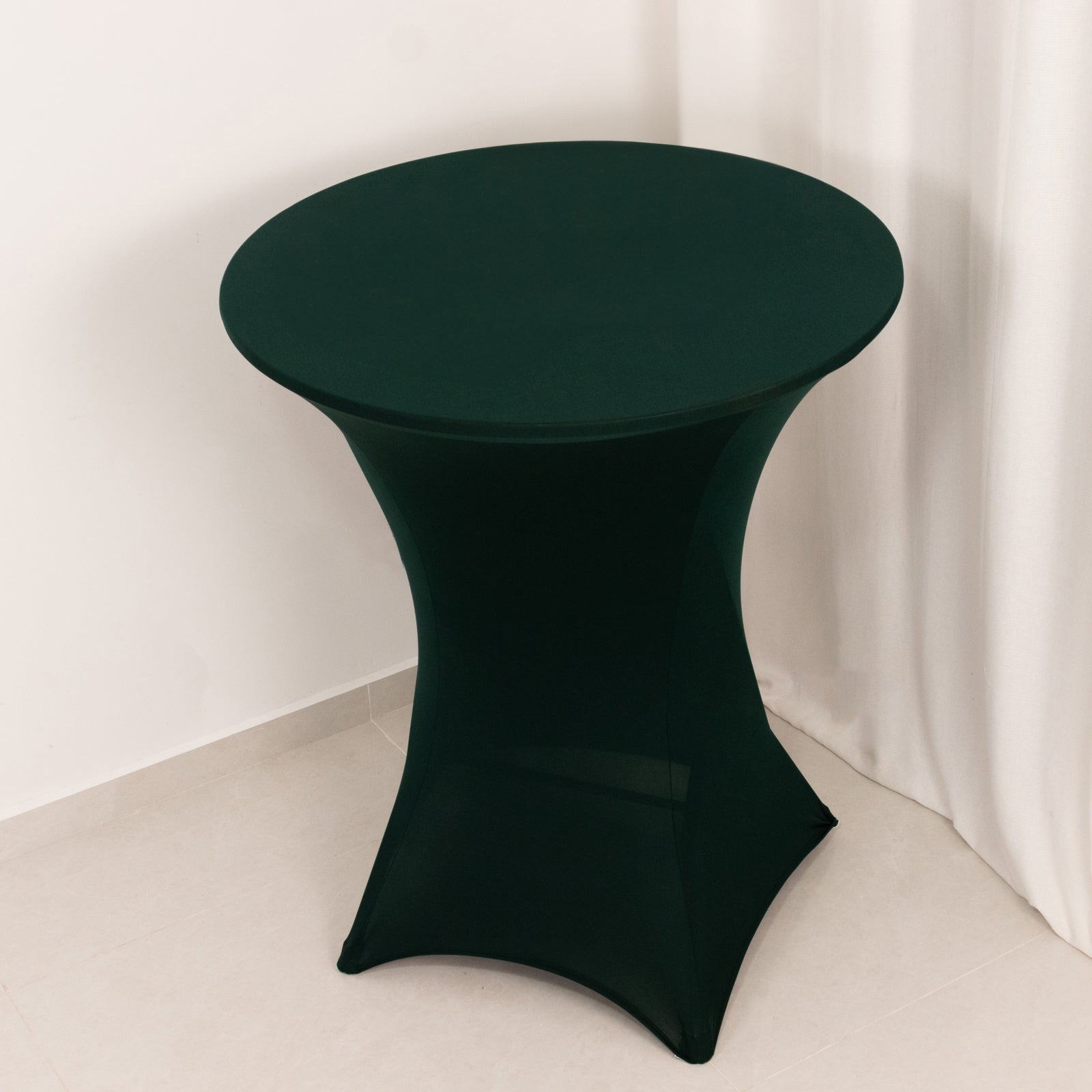 Hunter Emerald Green Spandex Stretch Cocktail Table Cover - Easy Maintenance, Fits 33'-36' Tables