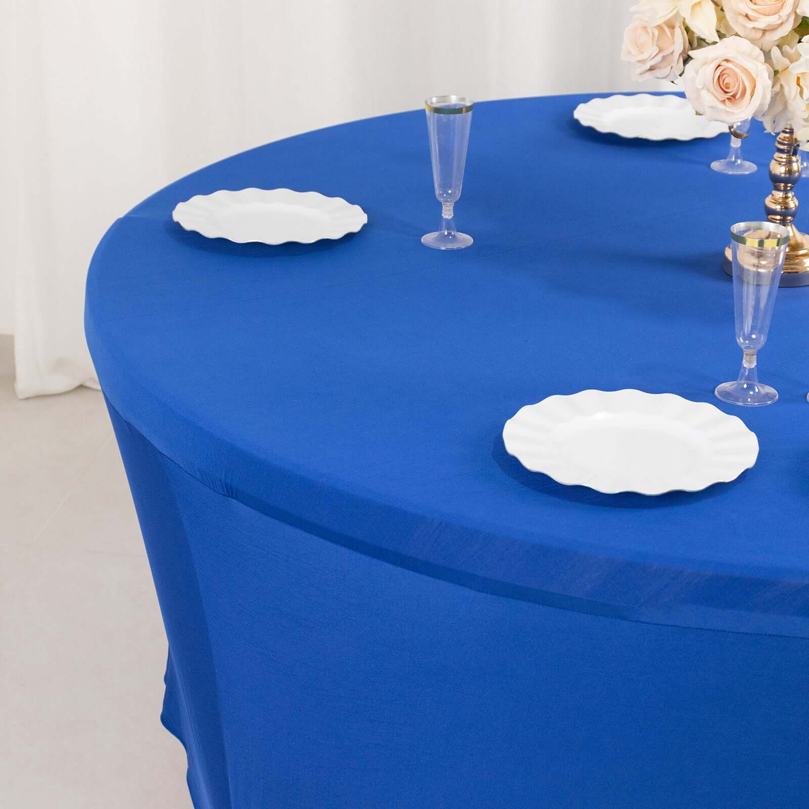 Royal Blue 6ft Stretch Spandex Round Tablecloth - Durable & Form-Fitting