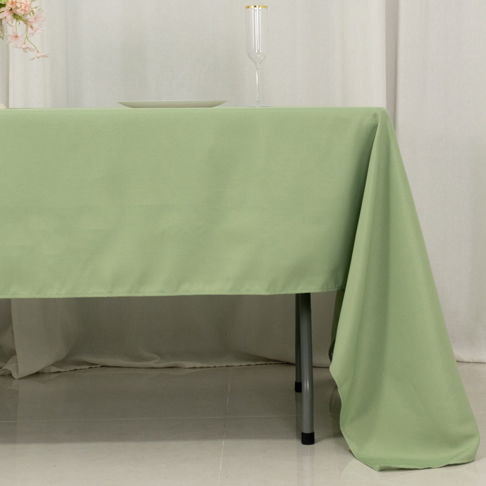 Hot! Sage Green 60x126 Polyester Rectangle Tablecloth - 220GSM Stain-Resistant Finish