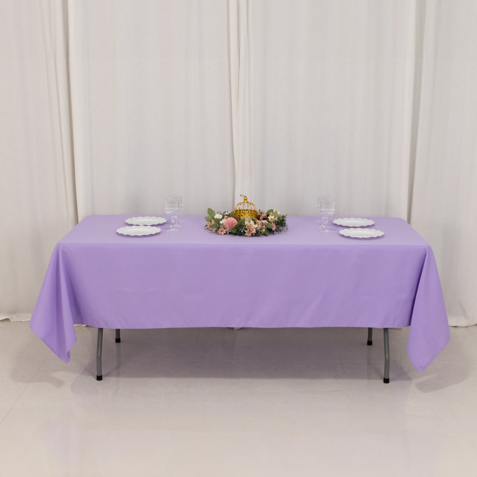 Hot Sale! Durable 220GSM Wrinkle-Resistant Lavender Lilac Premium Polyester Rectangle Tablecloth 60x102