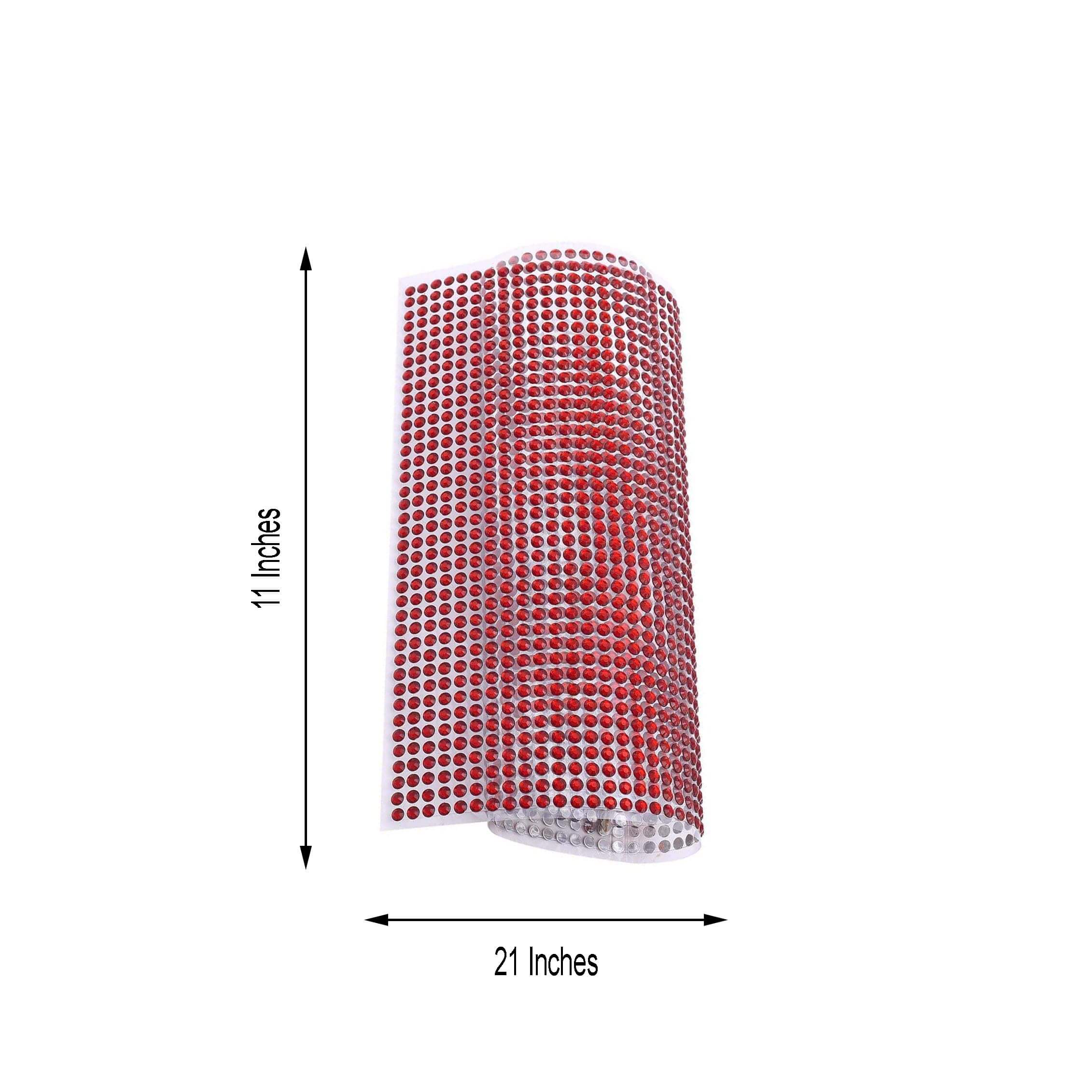 21x11 Red Self - Adhesive Rhinestone Sheets for DIY Craft Decoration