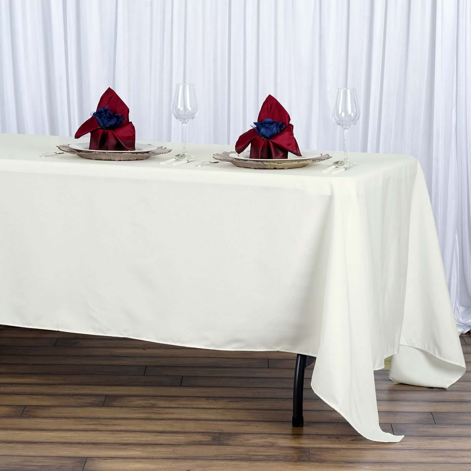 Ivory 72x120 Rectangle Premium 220GSM Stain-Resistant Polyester Tablecloth