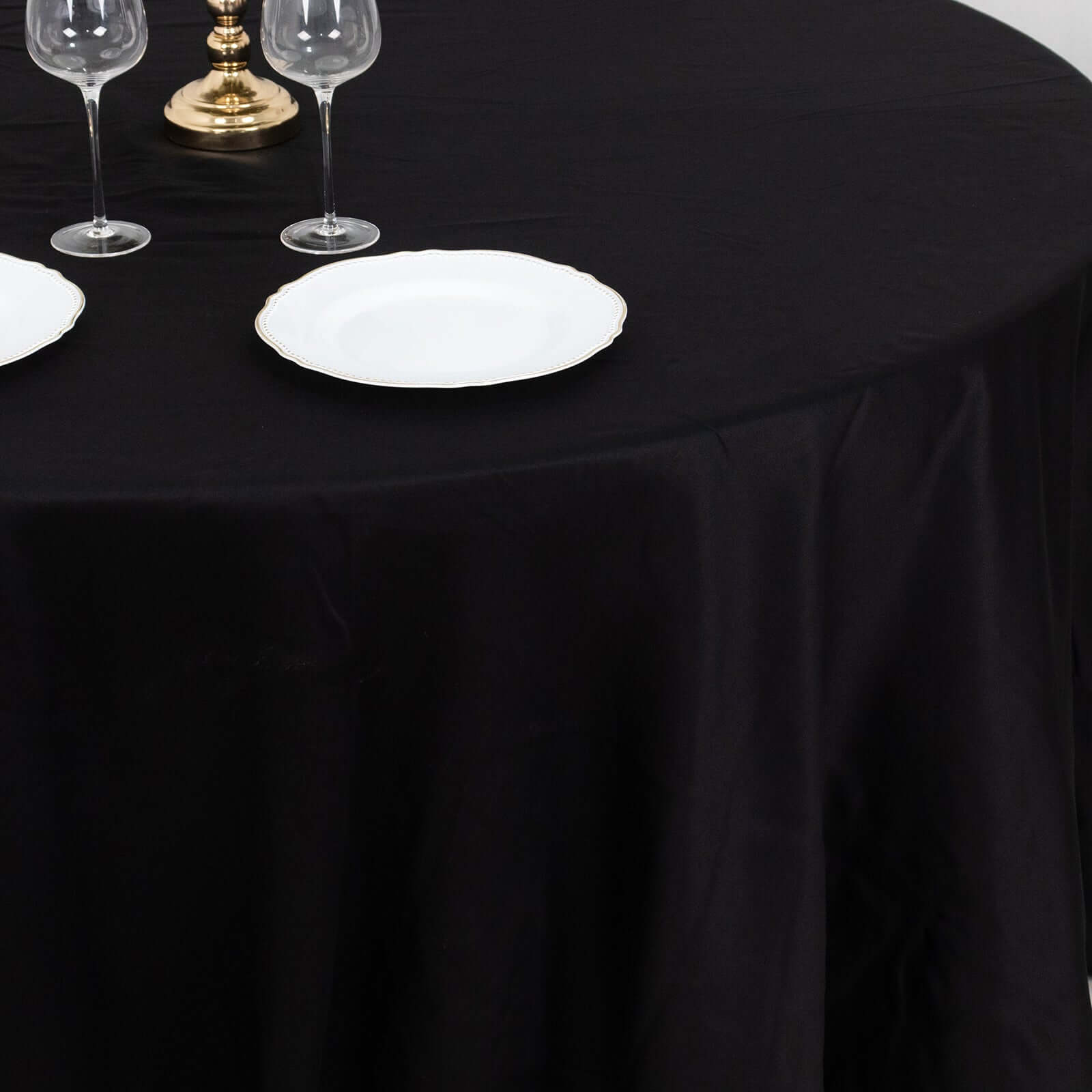 Exclusive! 120' Black Seamless Cotton Round Tablecloth - Soft & Breathable