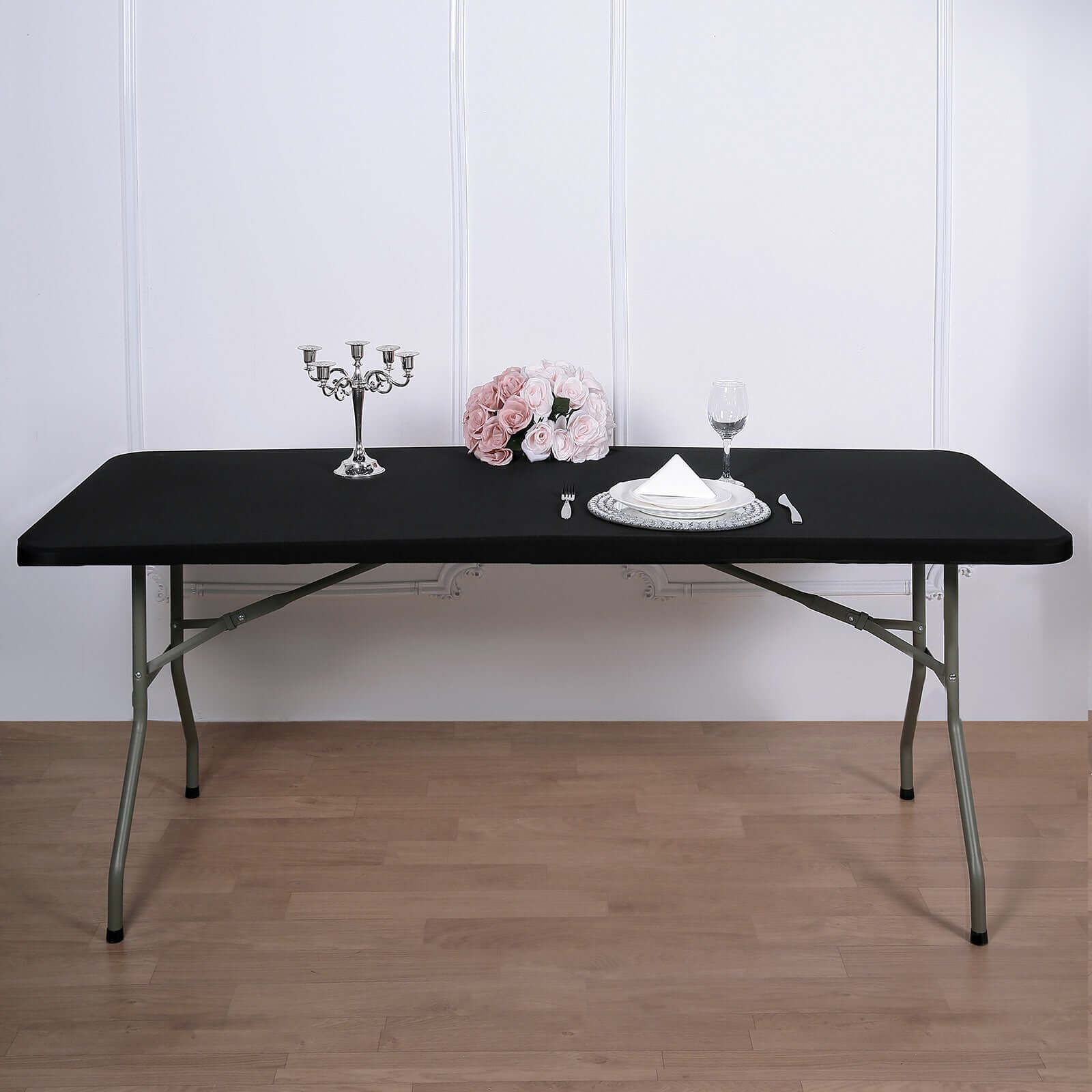 Durable Black Stretch Spandex 72x30 Rectangle Fitted Table Topper Cover