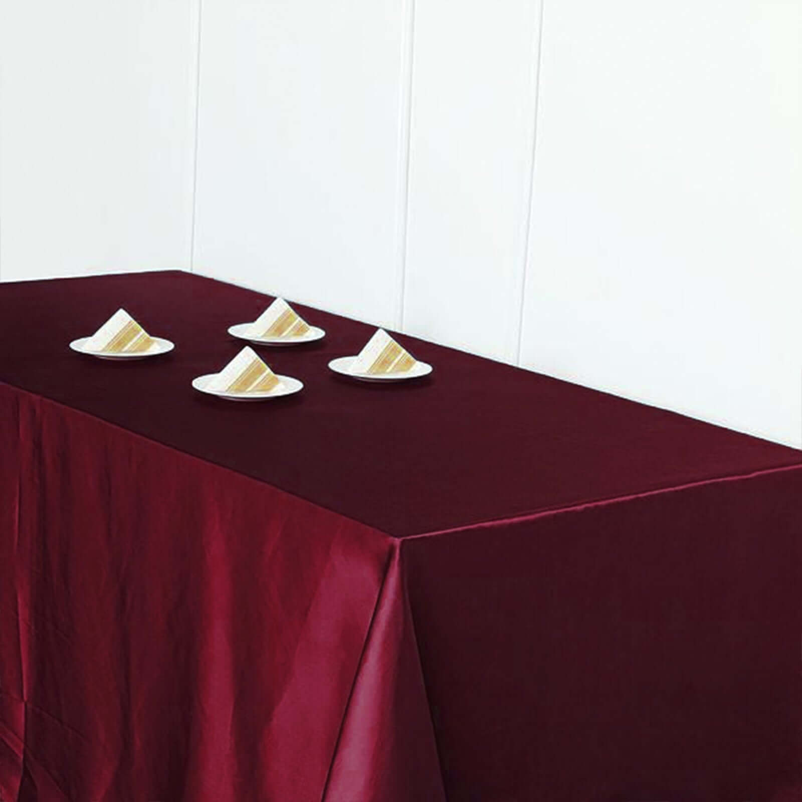 Burgundy Seamless Satin Tablecloth - 90x156 Inches Rectangular Design