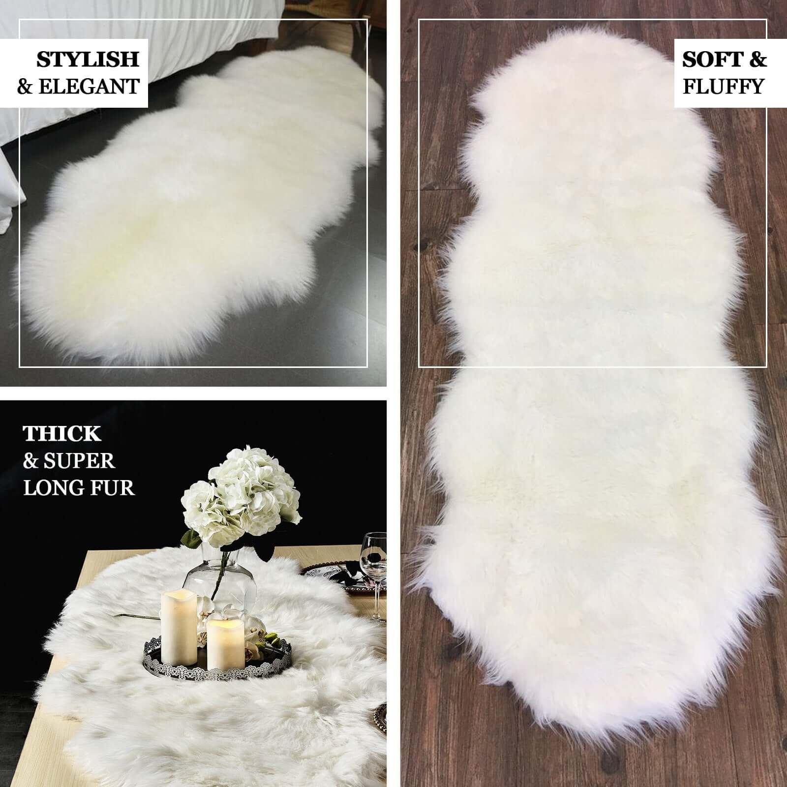 Get This Ultra Soft 6ft x 2ft White Faux Sheepskin Area Rug Runner