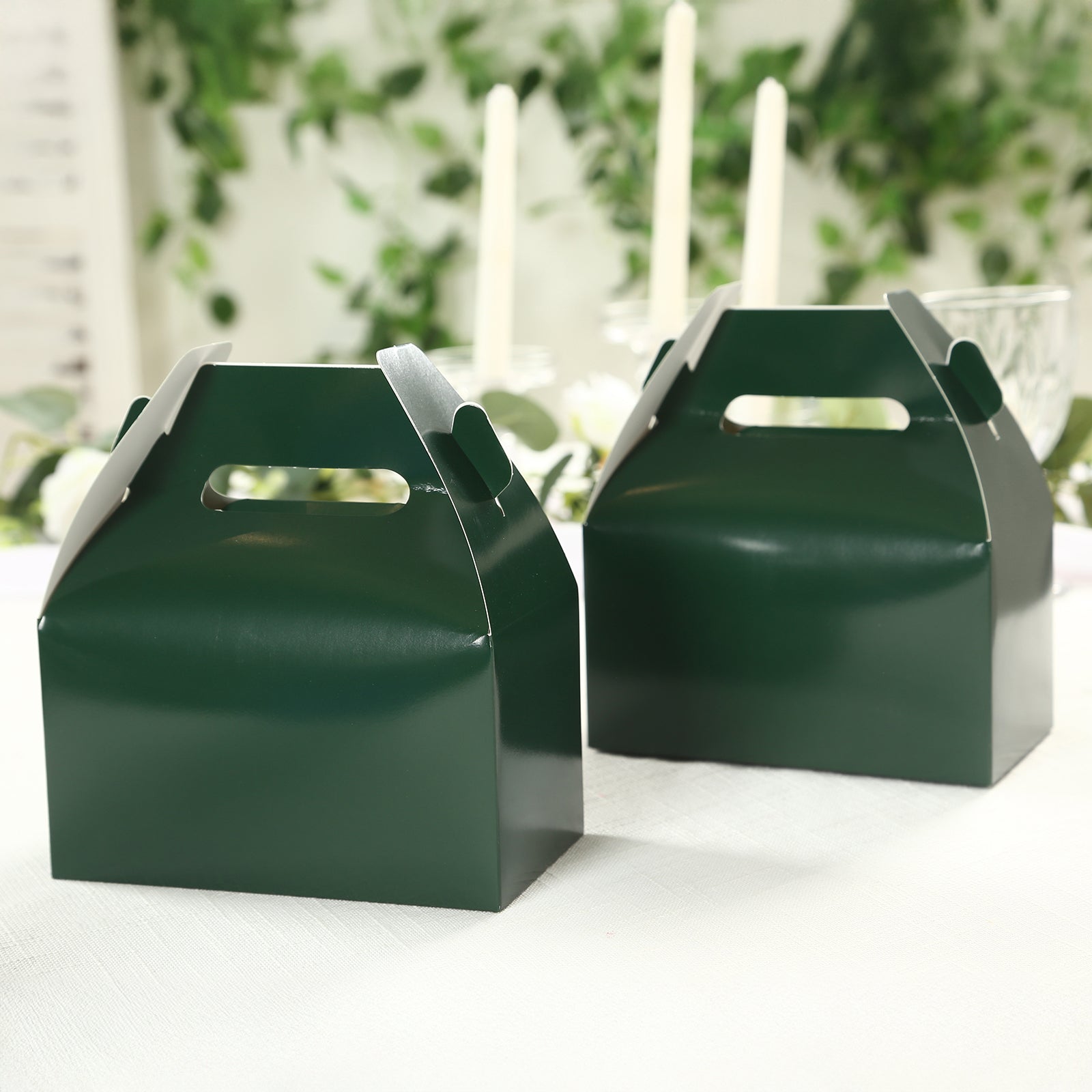 25-Pack Hunter Emerald Green Tote Gable Candy Gift Boxes - Ideal for Party Favors