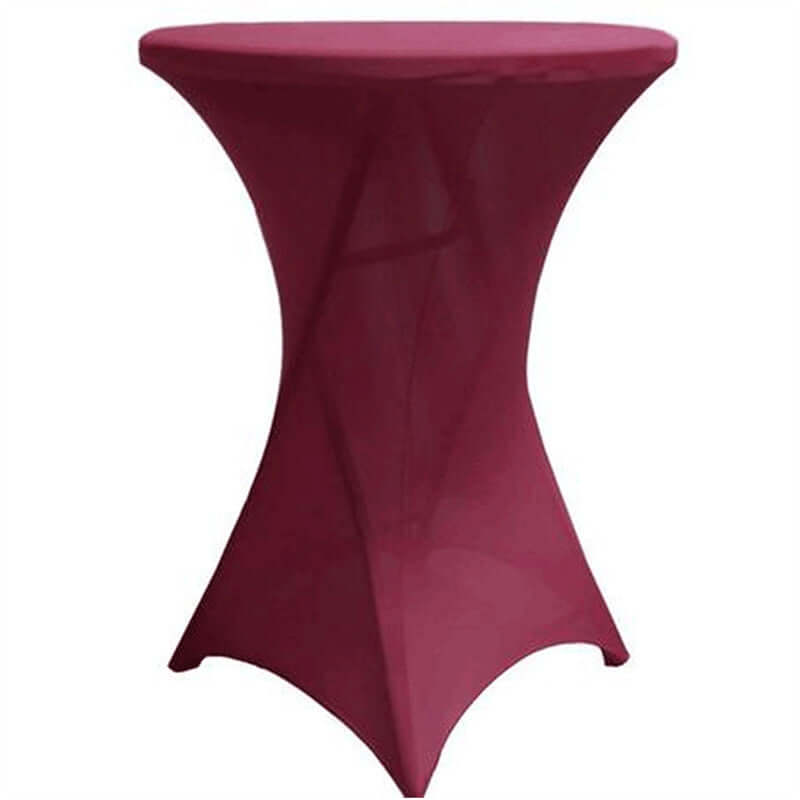 Burgundy Spandex Stretch Fitted Highboy Cocktail Table Cover (24 - 32 Inch) - Easy Care