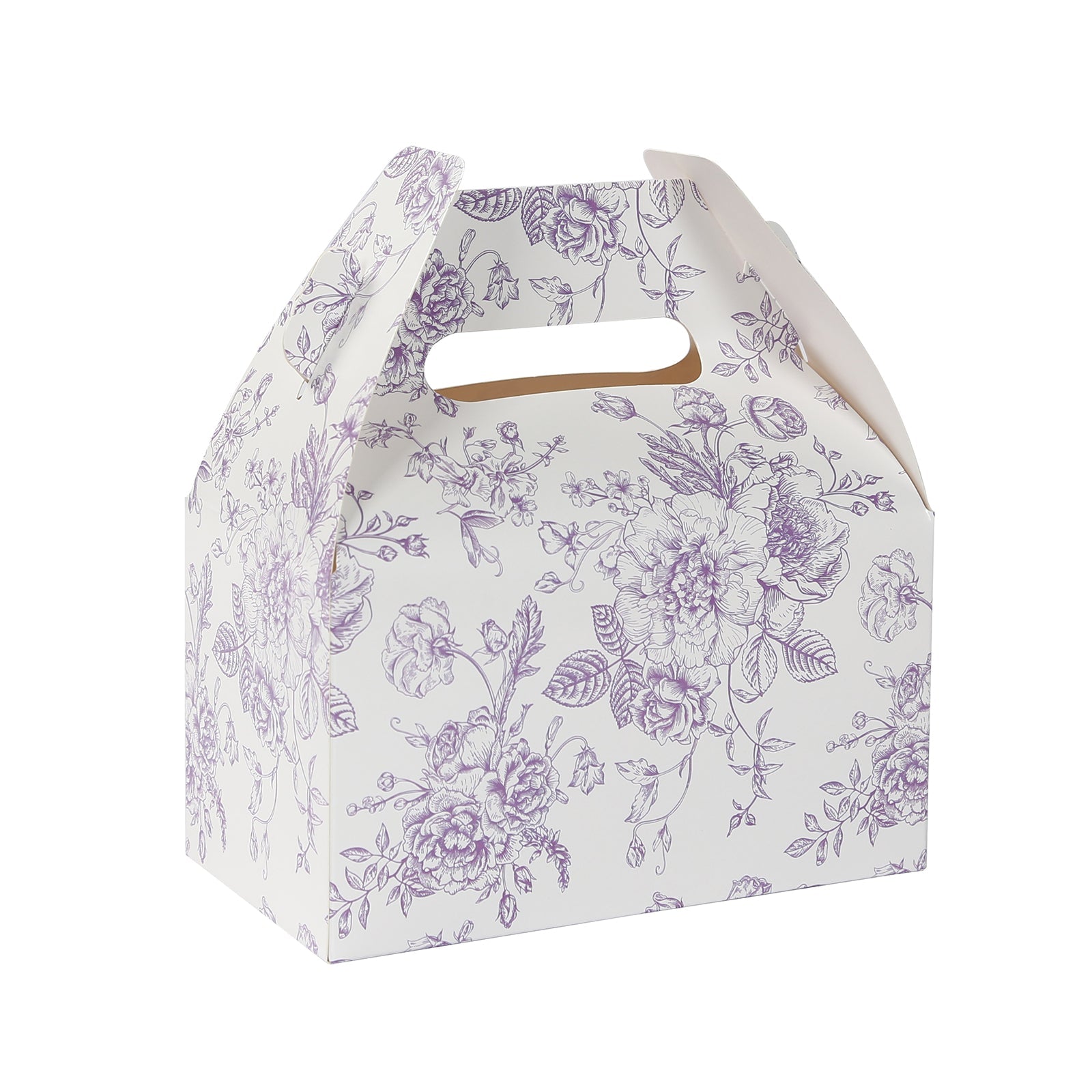 25-Pack Matte Lavender and White French Toile Pattern Candy Tote Gable Boxes in Cardstock