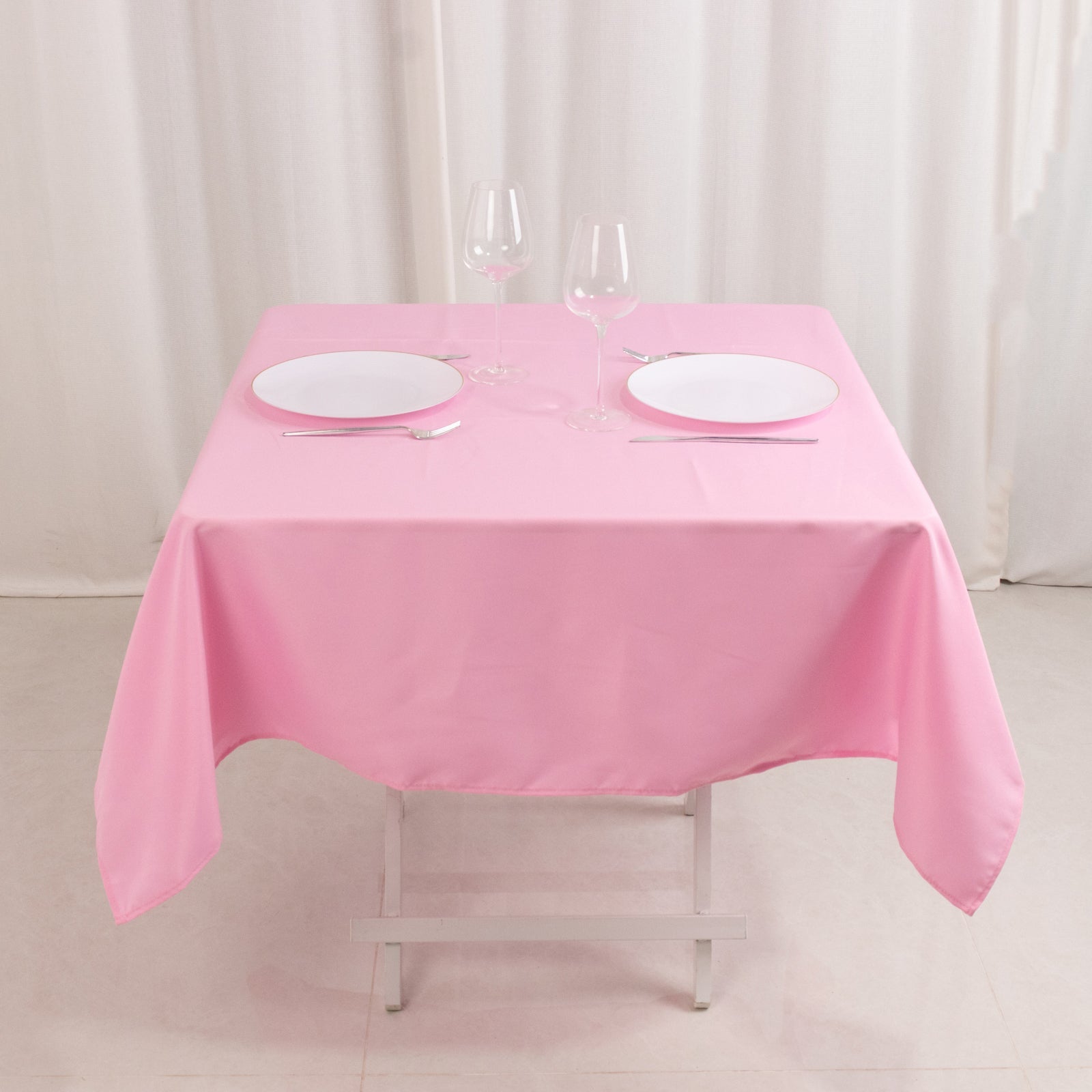 Stain & Wrinkle-Resistant 220GSM Pink 54x54 Premium Polyester Square Tablecloth