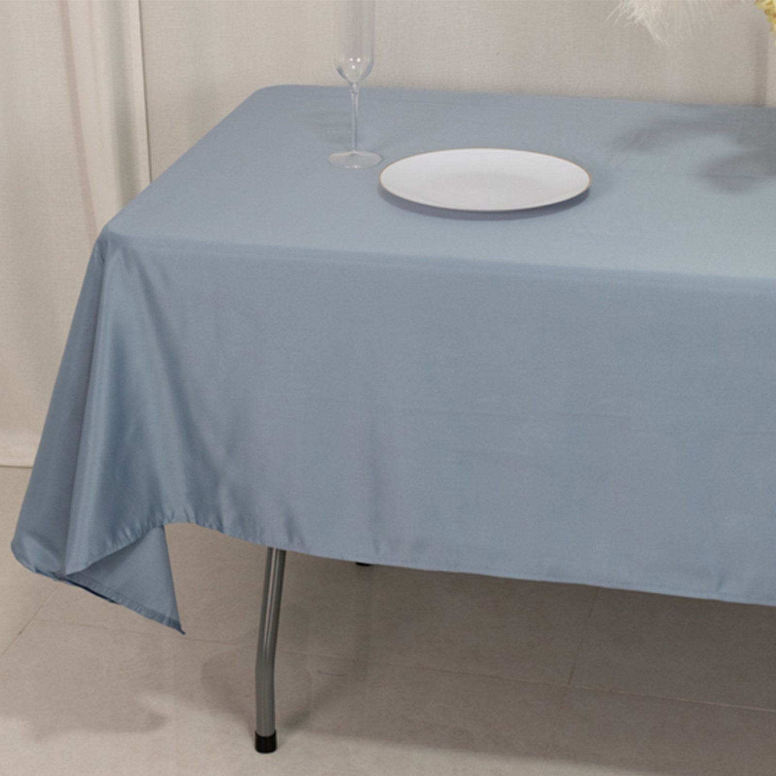 Hot Deal! Durable & Silky Lamour Satin Rectangle Tablecloth in Dusty Blue (60x102)