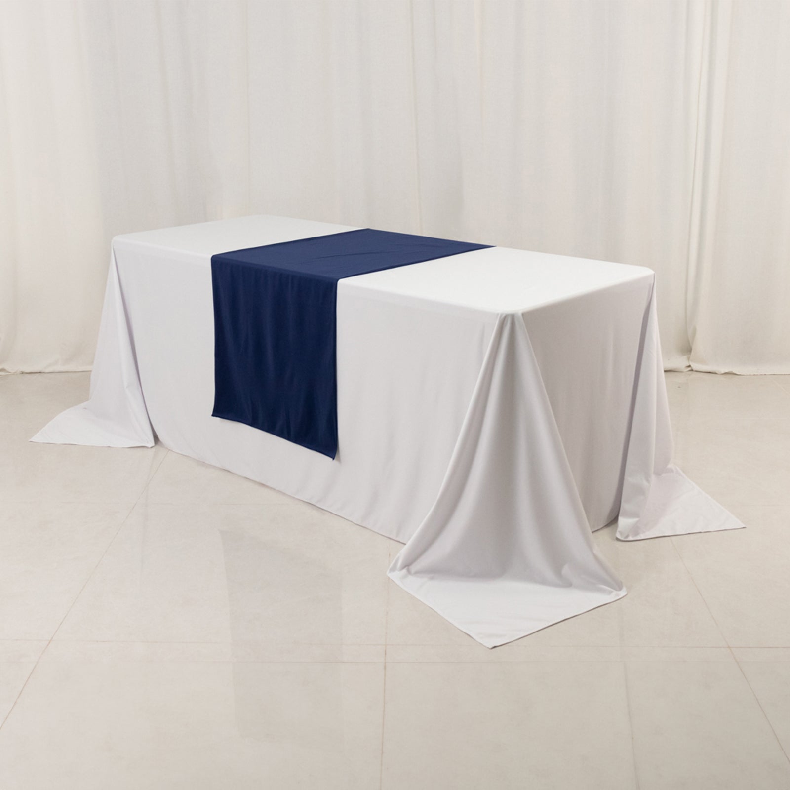 Navy Blue Wrinkle-Free Premium Scuba Polyester Table Runner 24x72 Wide