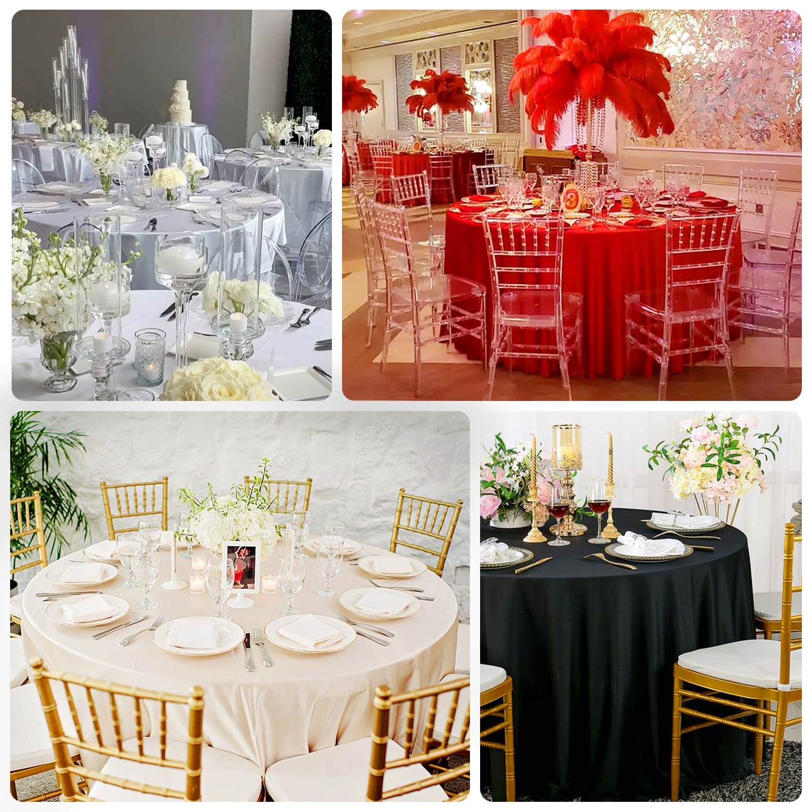 Ivory 120-Inch Premium Scuba Round Tablecloth - Stain & Wrinkle Resistant