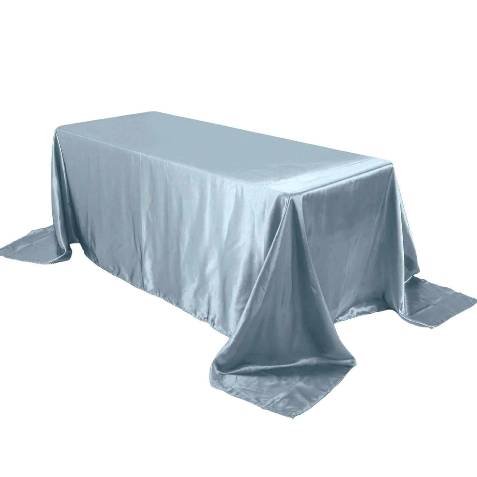 Hot Sale! Seamless Dusty Blue Satin Rectangular 90x132 Tablecloth for Various Events