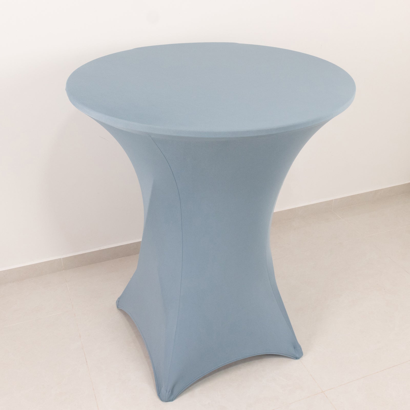 Dusty Blue Spandex Stretch Fitted Cocktail Table Cover - 33 - 36 Inches, Easy to Maintain